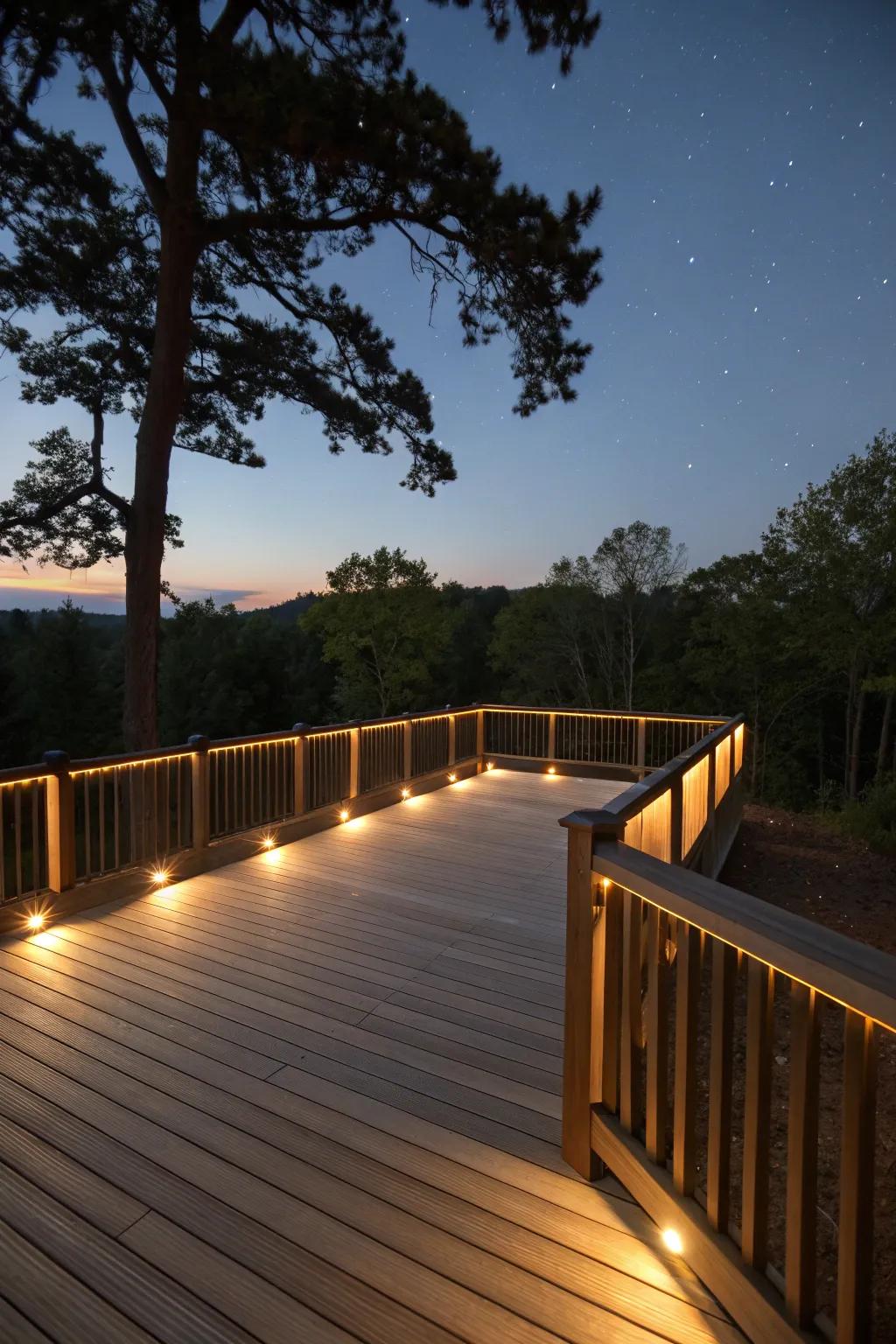 Rail lighting combines safety with ambiance.