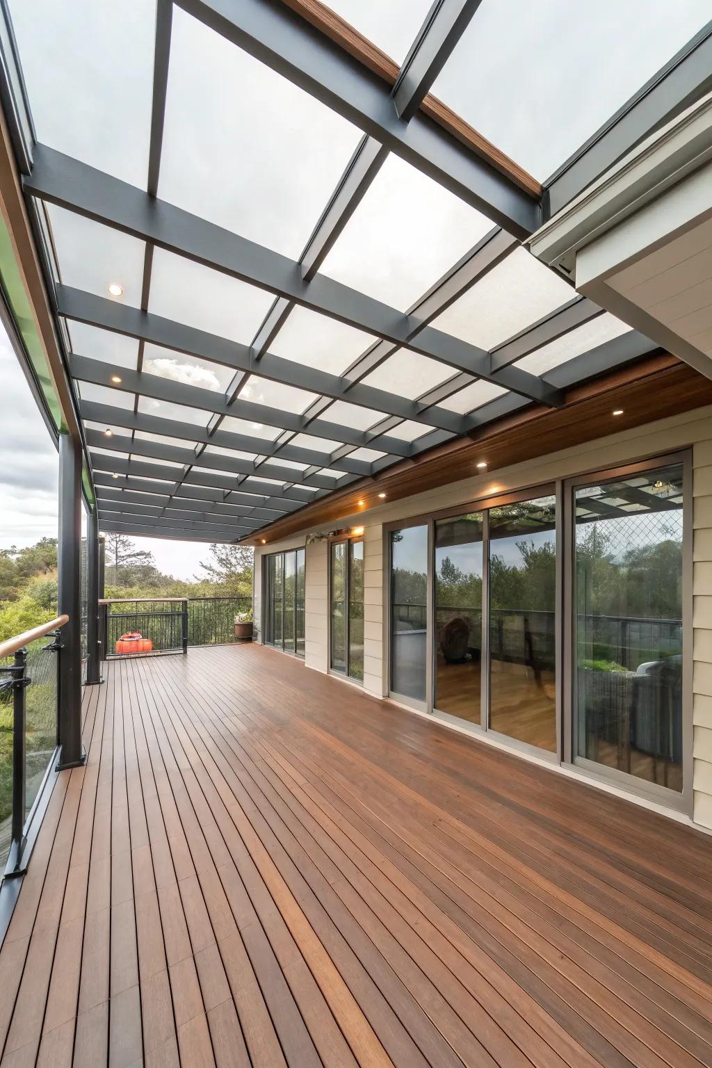 Mixing materials creates a unique and stunning deck ceiling.