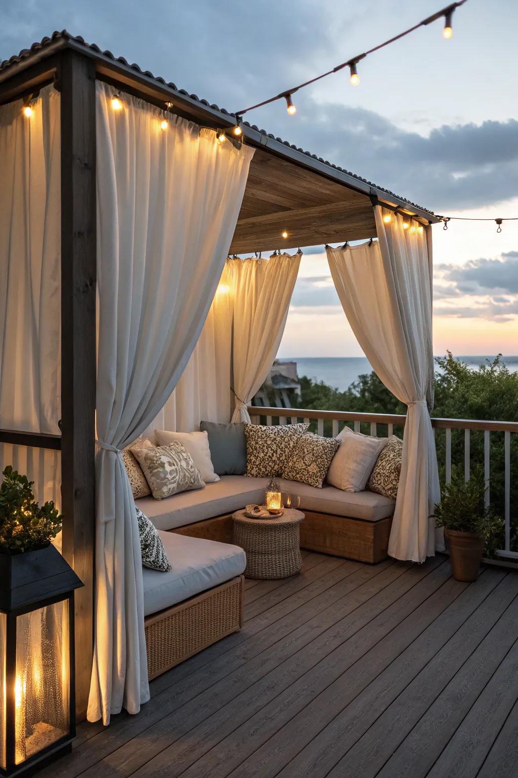 Turn a deck corner into a private retreat.