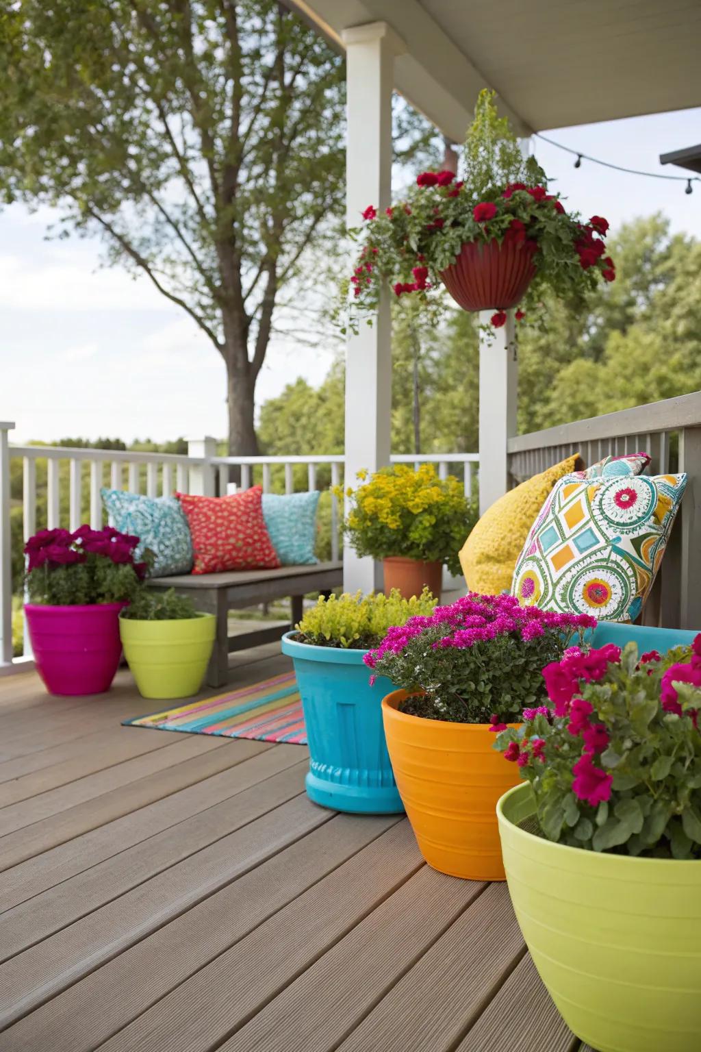 Brighten your deck with colorful accents.