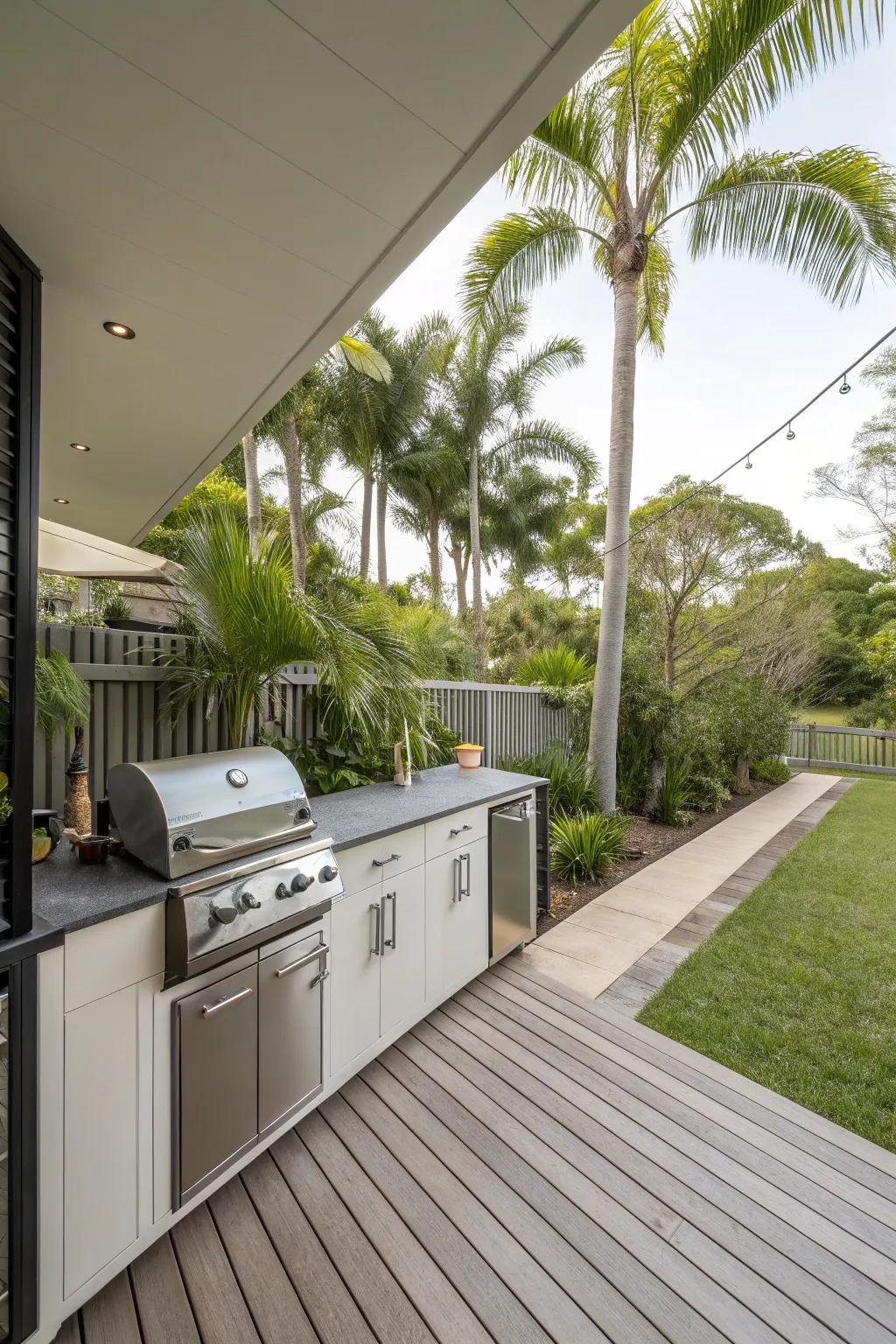 An outdoor kitchen making deck entertaining a breeze.