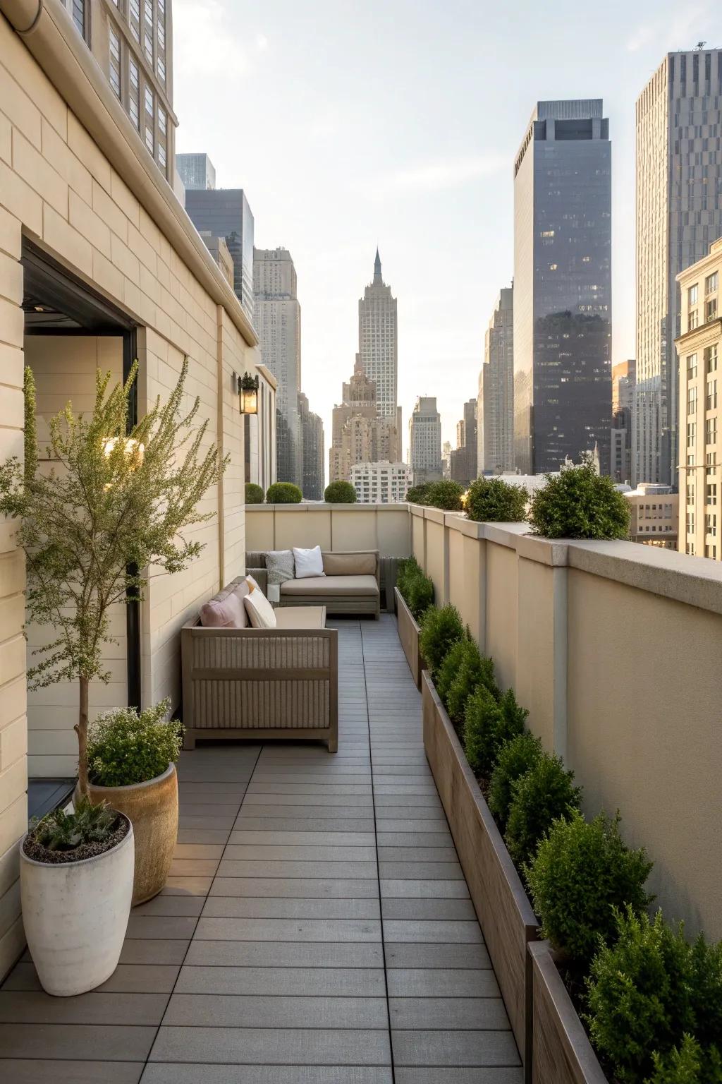 Rooftop deck walls offer privacy while maximizing views.