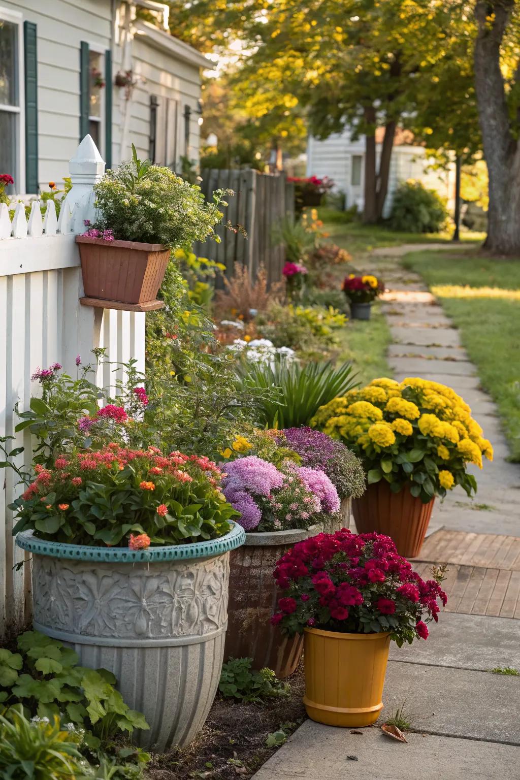 Colorful containers add flexibility and vibrant accents to your garden.