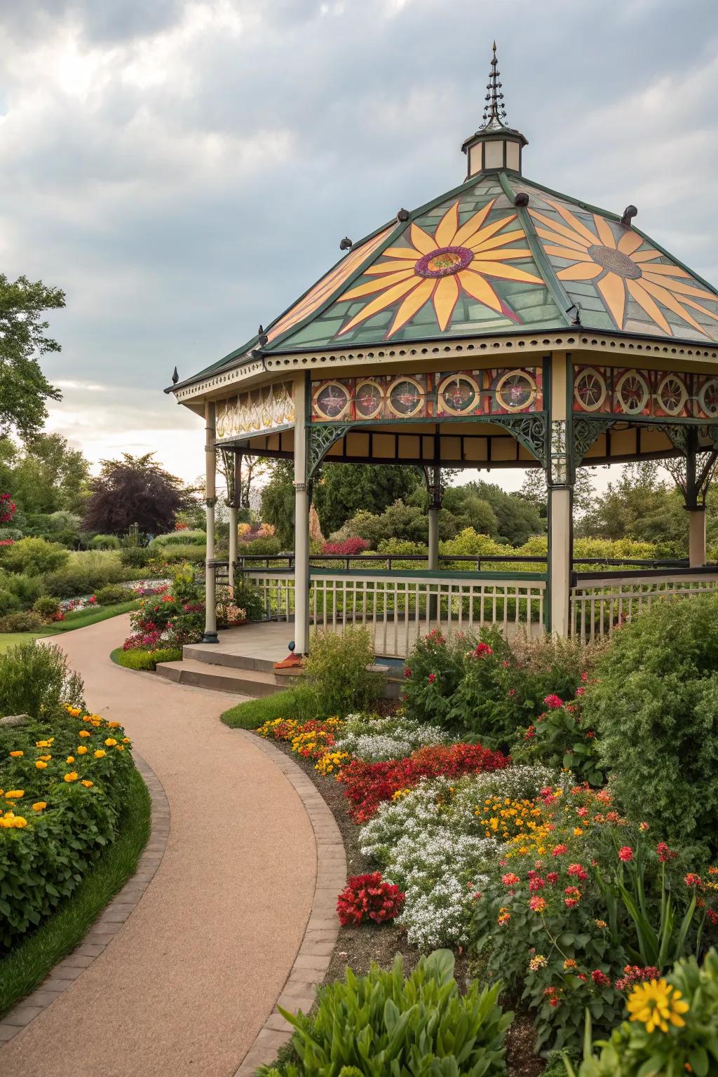 Turn your gazebo into art with a sunburst pattern.