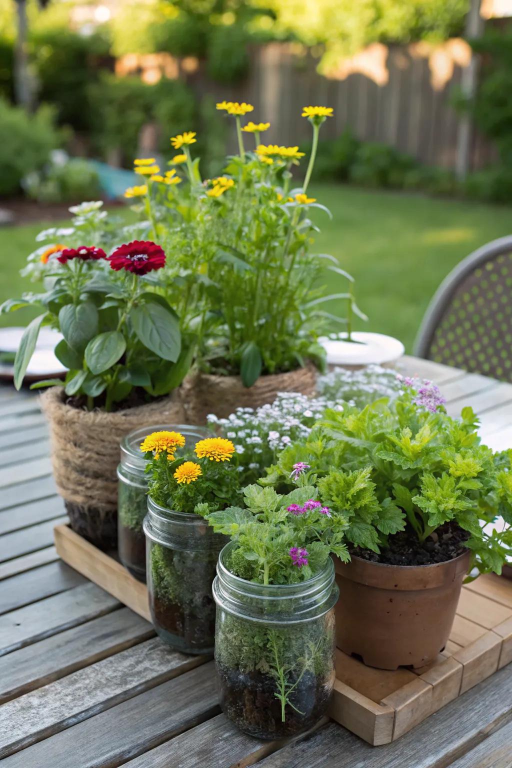 Mason jar planters bring DIY charm to your outdoor decor.