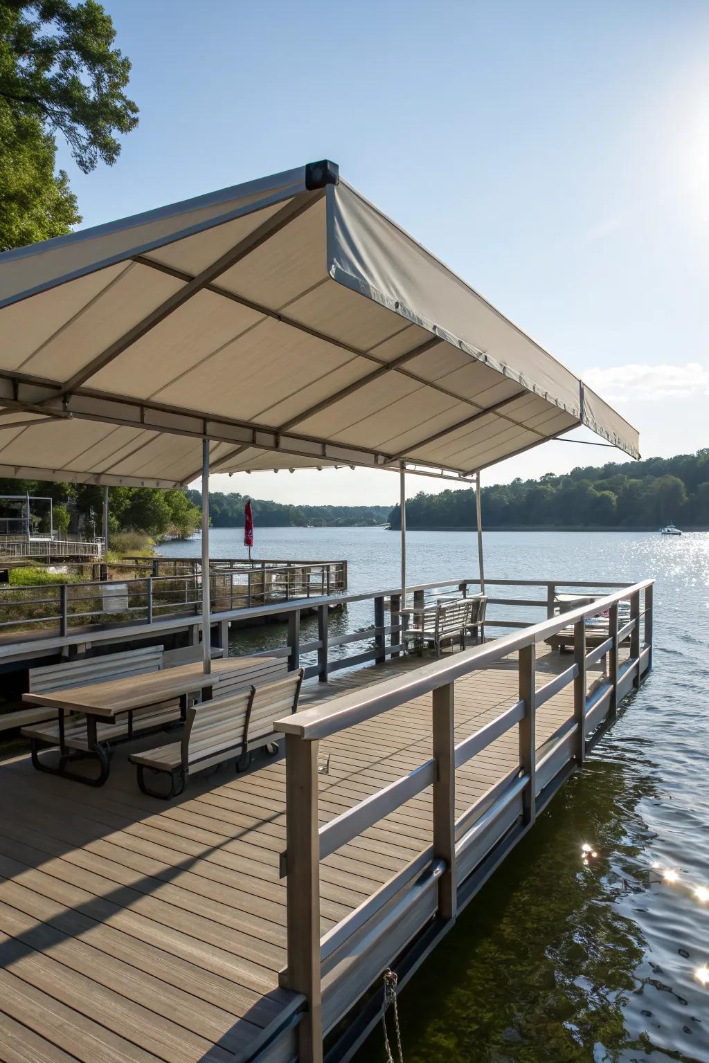 Retractable awnings allow for customizable shade on your dock.