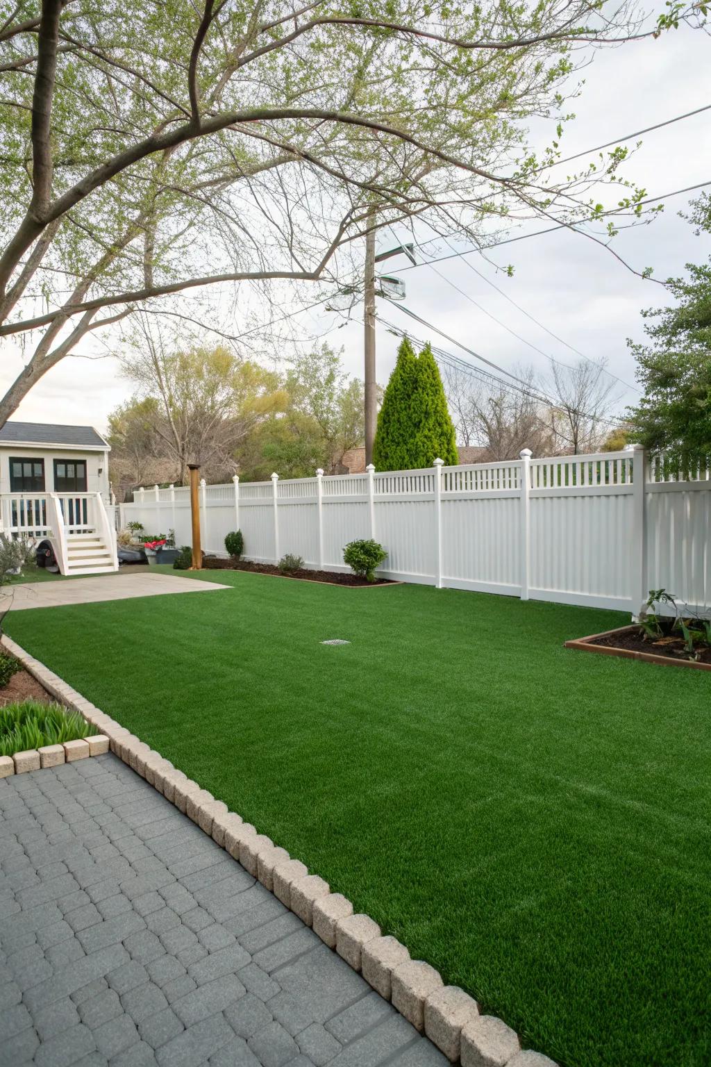 Low-maintenance, vibrant synthetic turf.