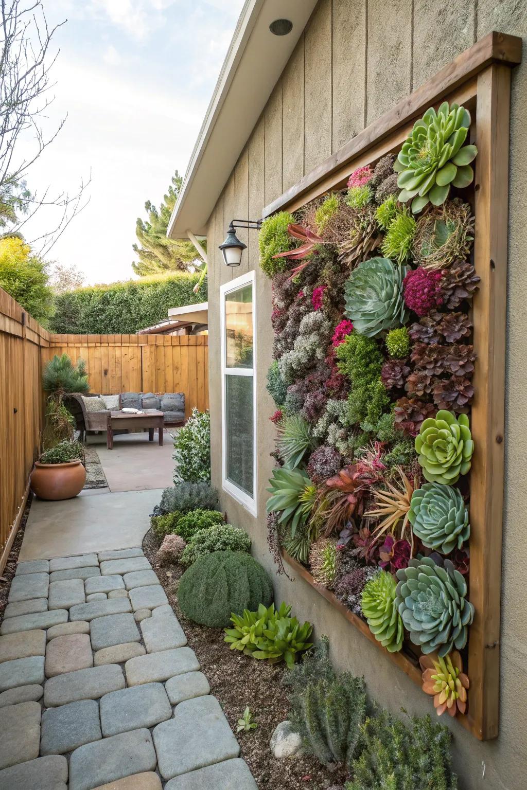 Succulent walls provide a unique, space-saving garden feature.