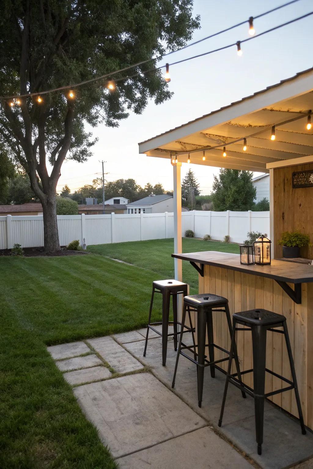 A simple outdoor bar in the backyard, perfect for entertaining.