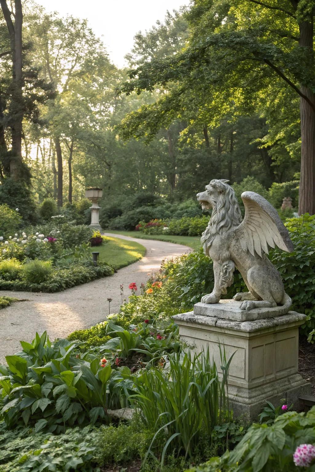 Add intrigue with mystical stone statues.