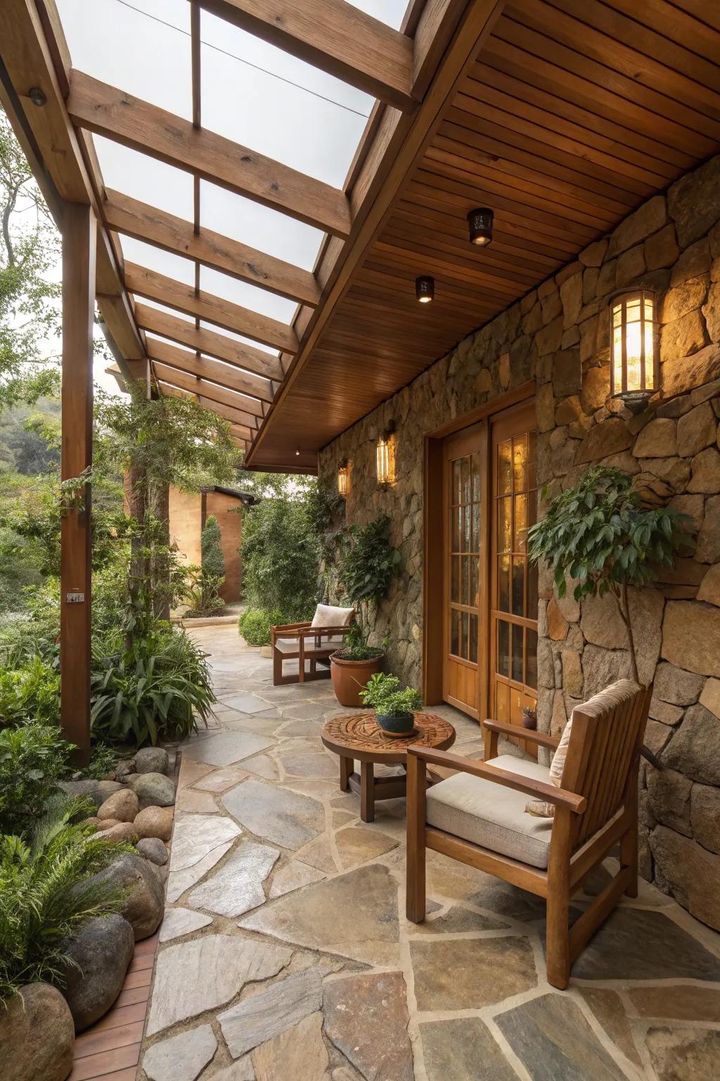 Blend seamlessly with nature using a natural material palette.