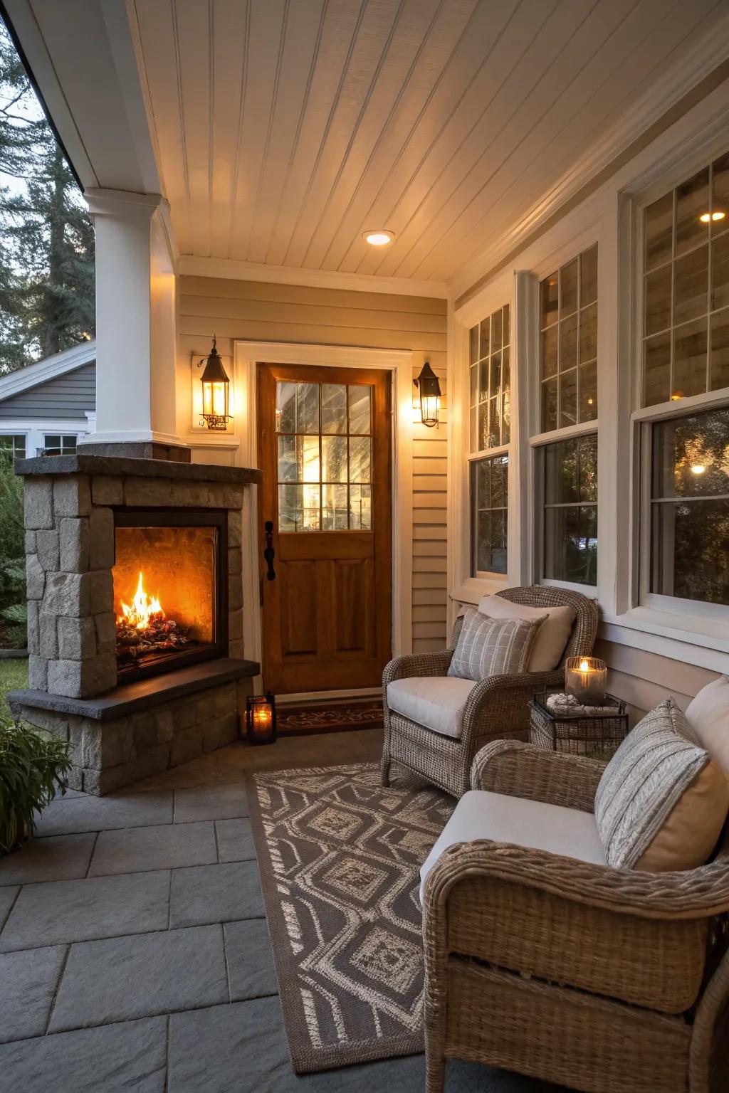 Fire features add warmth and a cozy ambiance.