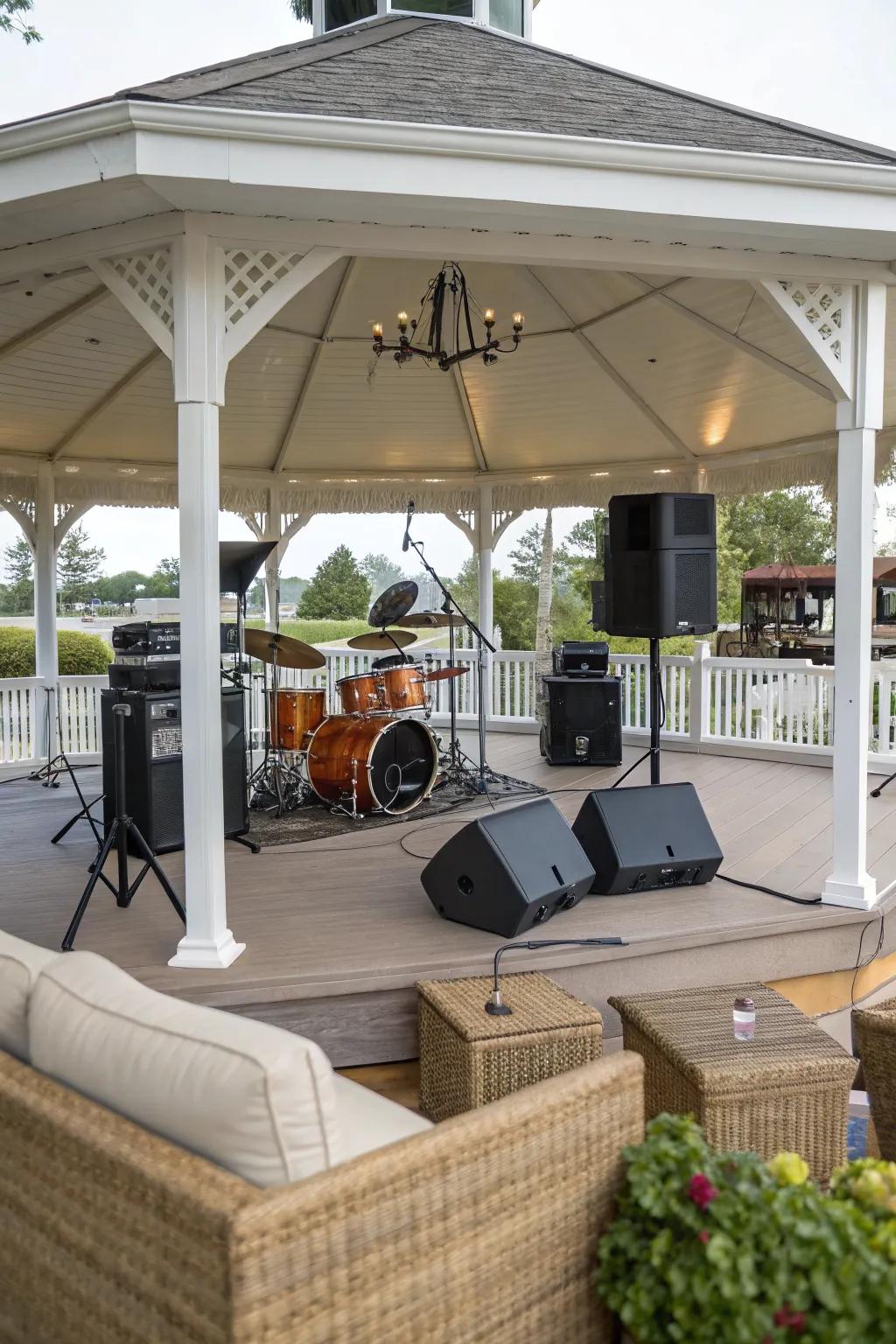 A lively music and entertainment pavilion for hosting events.