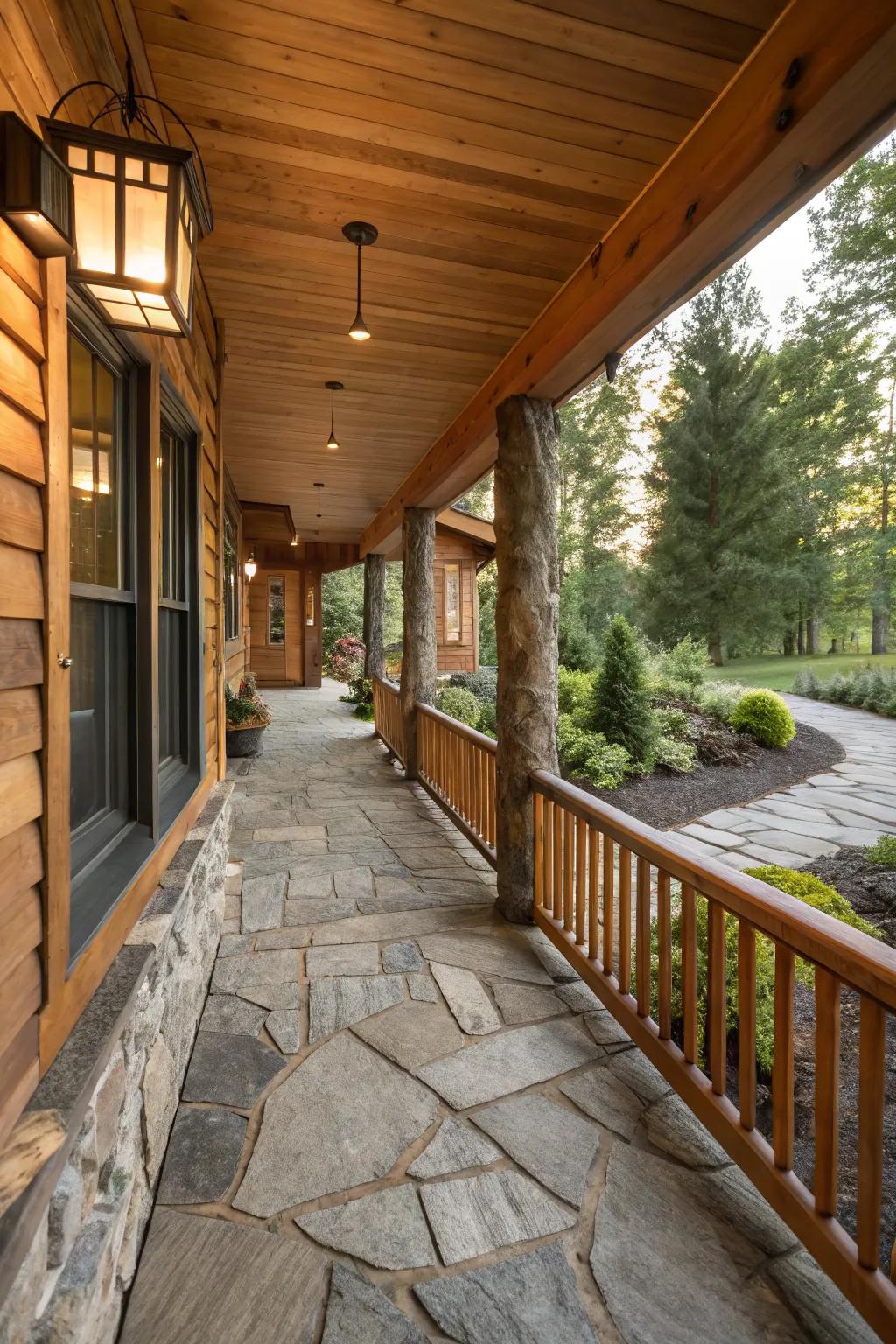 Natural materials create a warm, rustic ambiance
