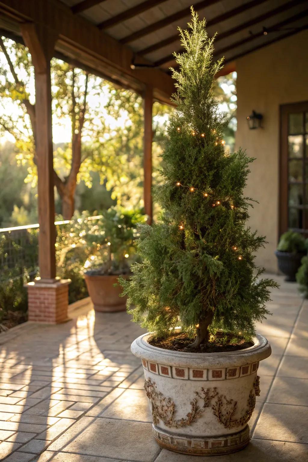 Cryptomeria: soft and festive for year-round appeal.