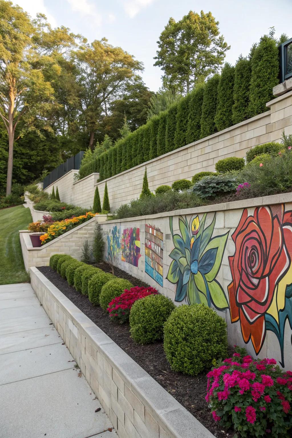 Graffiti art adds an edgy, modern vibe to your outdoor area.