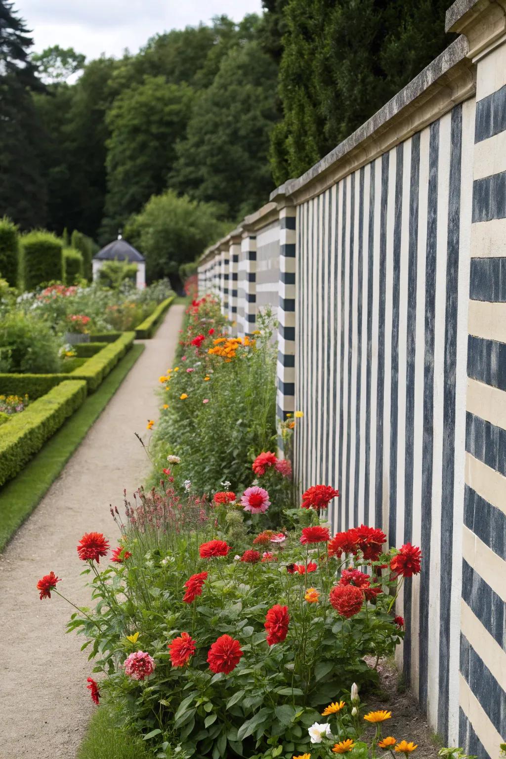 Bold stripes create a dynamic and expansive feel.