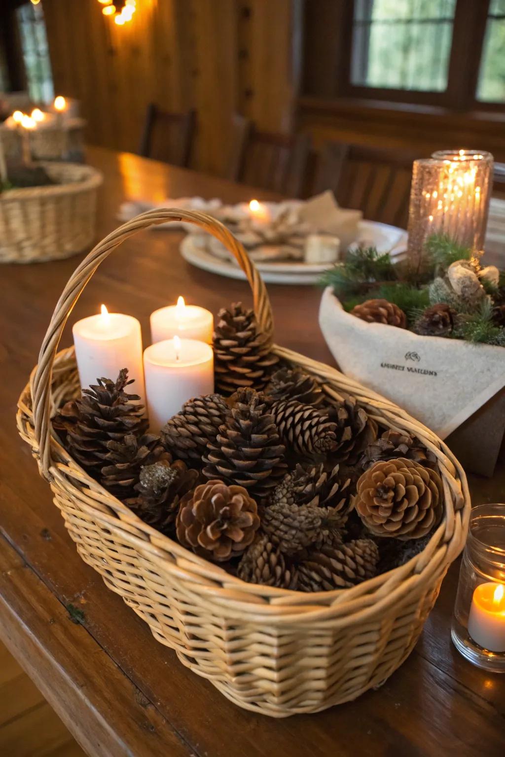Scented pinecone fire starters make unique and cozy party favors.