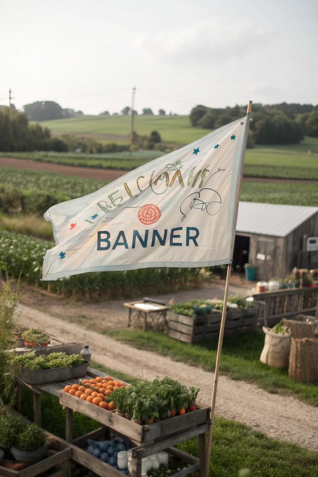 Fabric banners bring a soft and welcoming touch to the display.