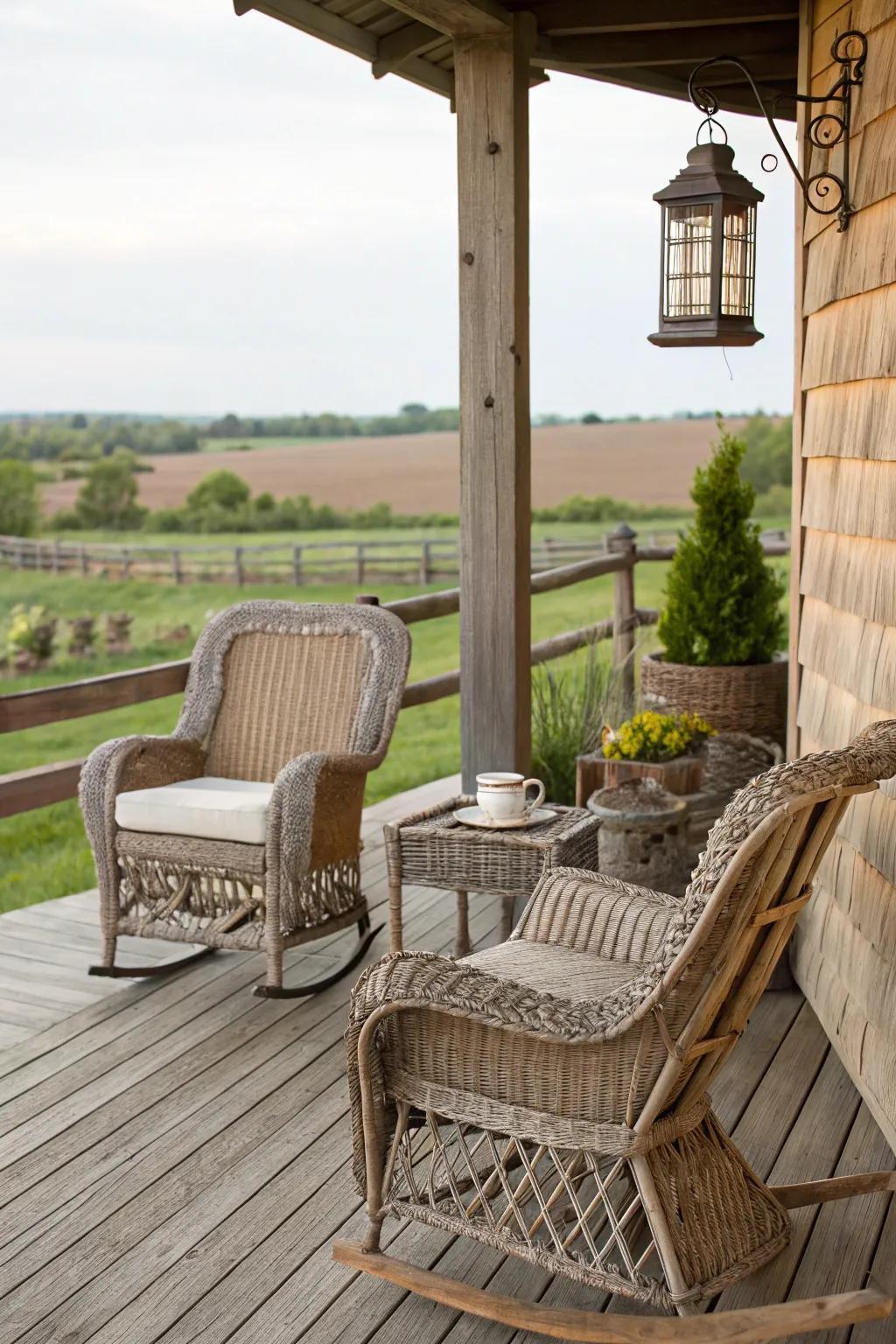 Wicker furniture adds classic elegance to your porch.