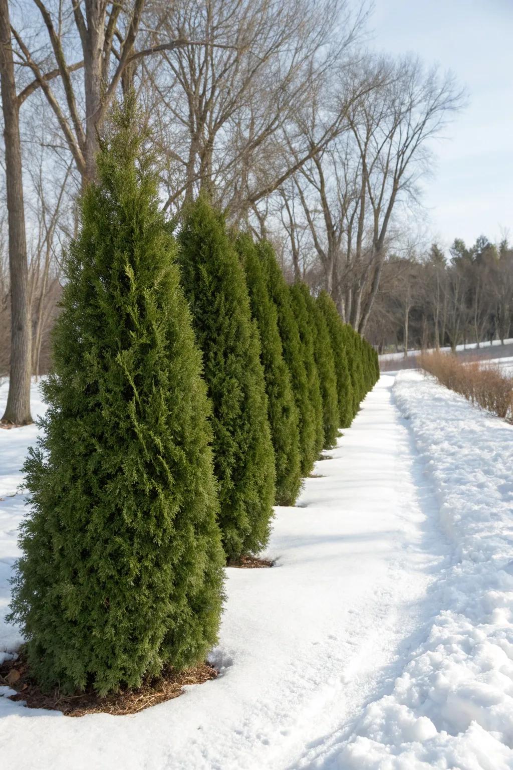American Arborvitae thrives in cold climates.
