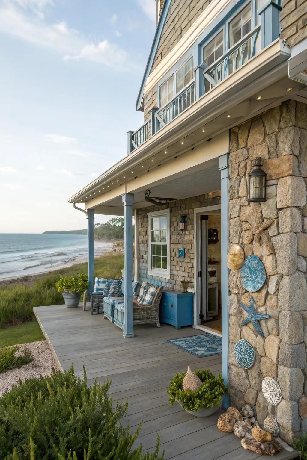Coastal retreat with faux stone siding