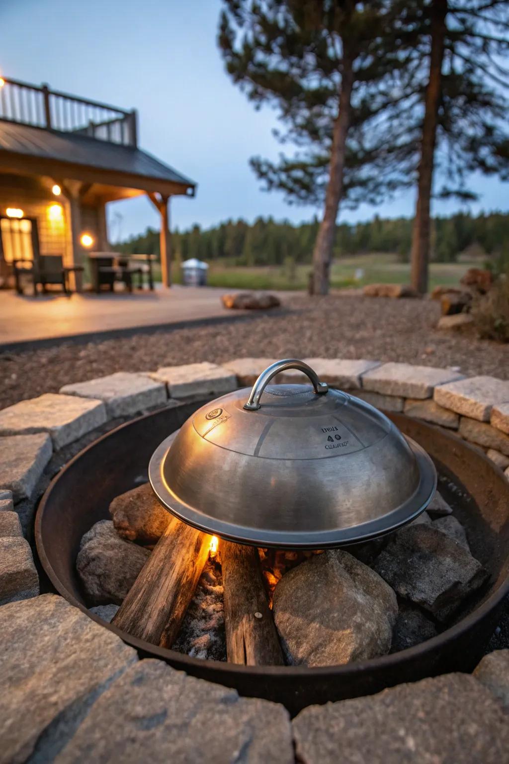 Secure your fire pit with a reliable snuffer lid.