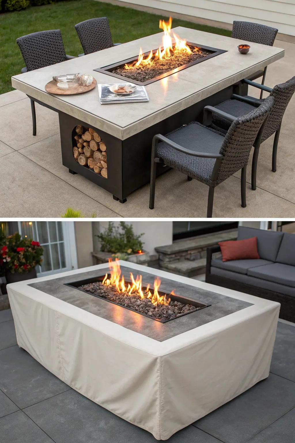 A convertible fire table that adapts to your outdoor space needs.