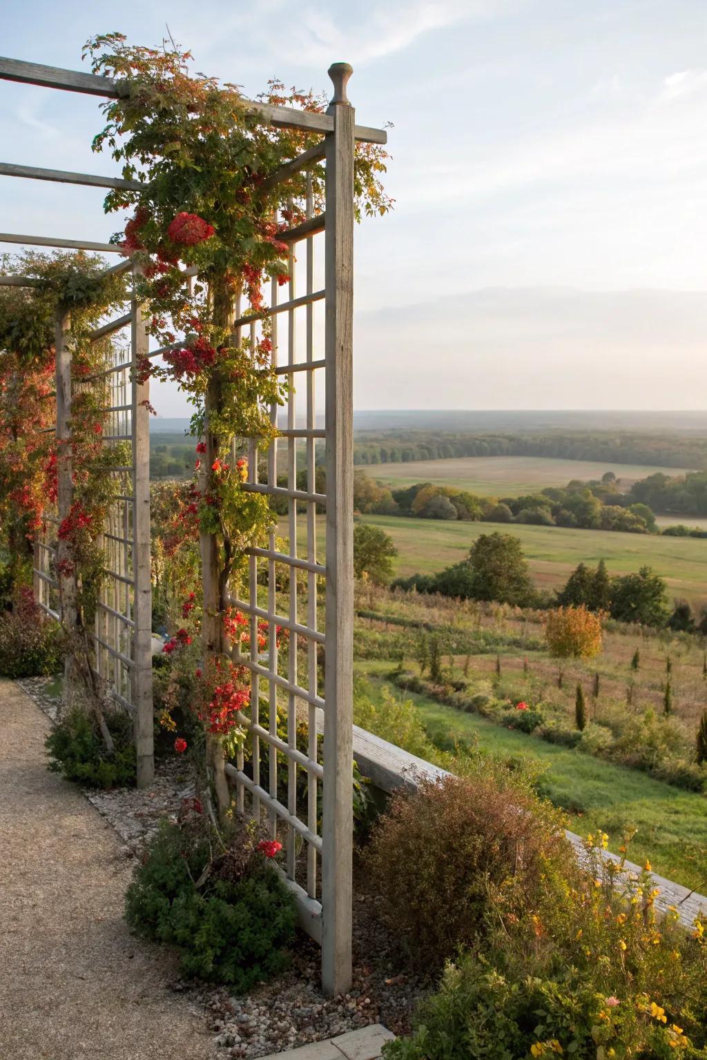 Trellis panels add vertical interest and charm.