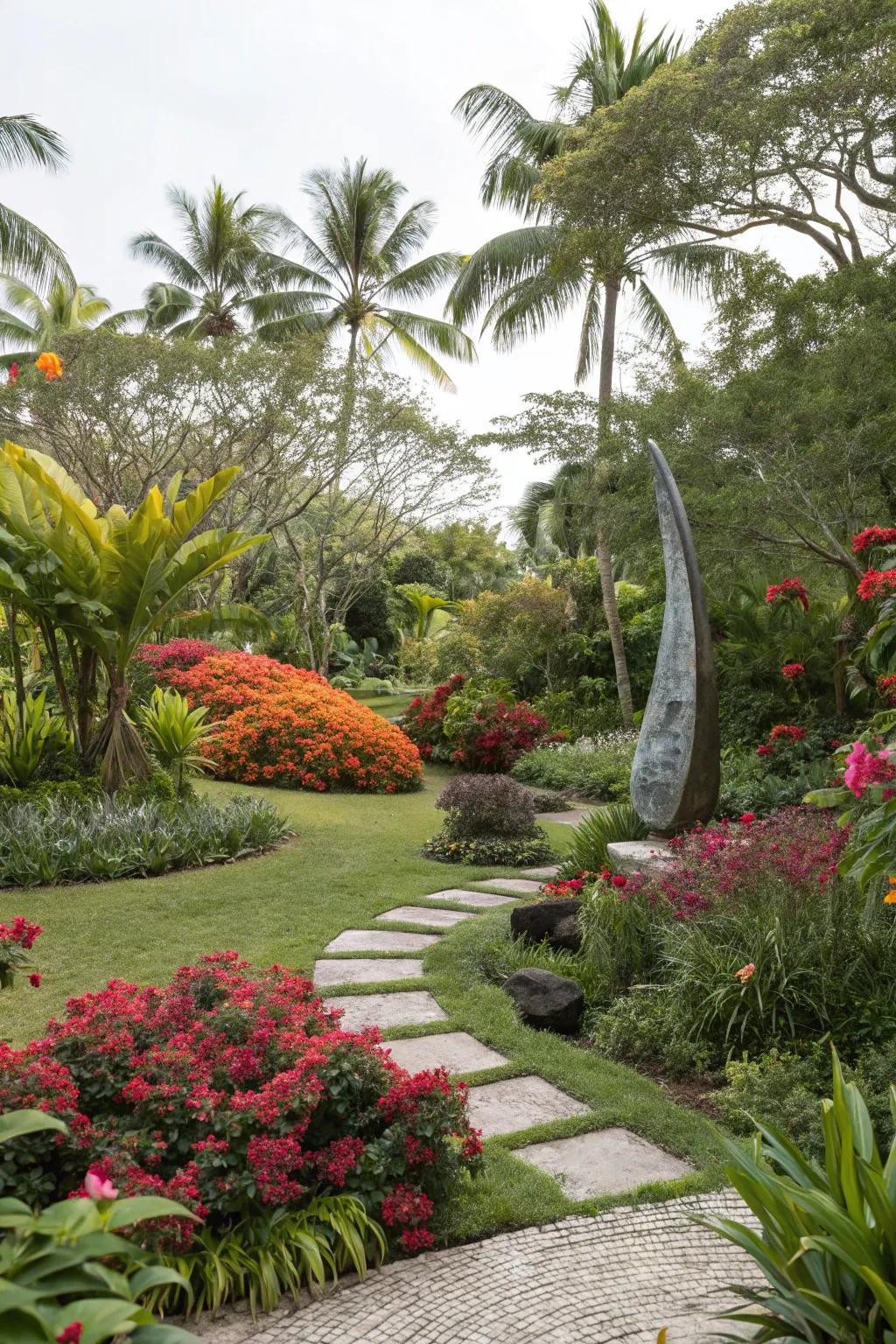 A surprising feature can become the highlight of your tropical garden.