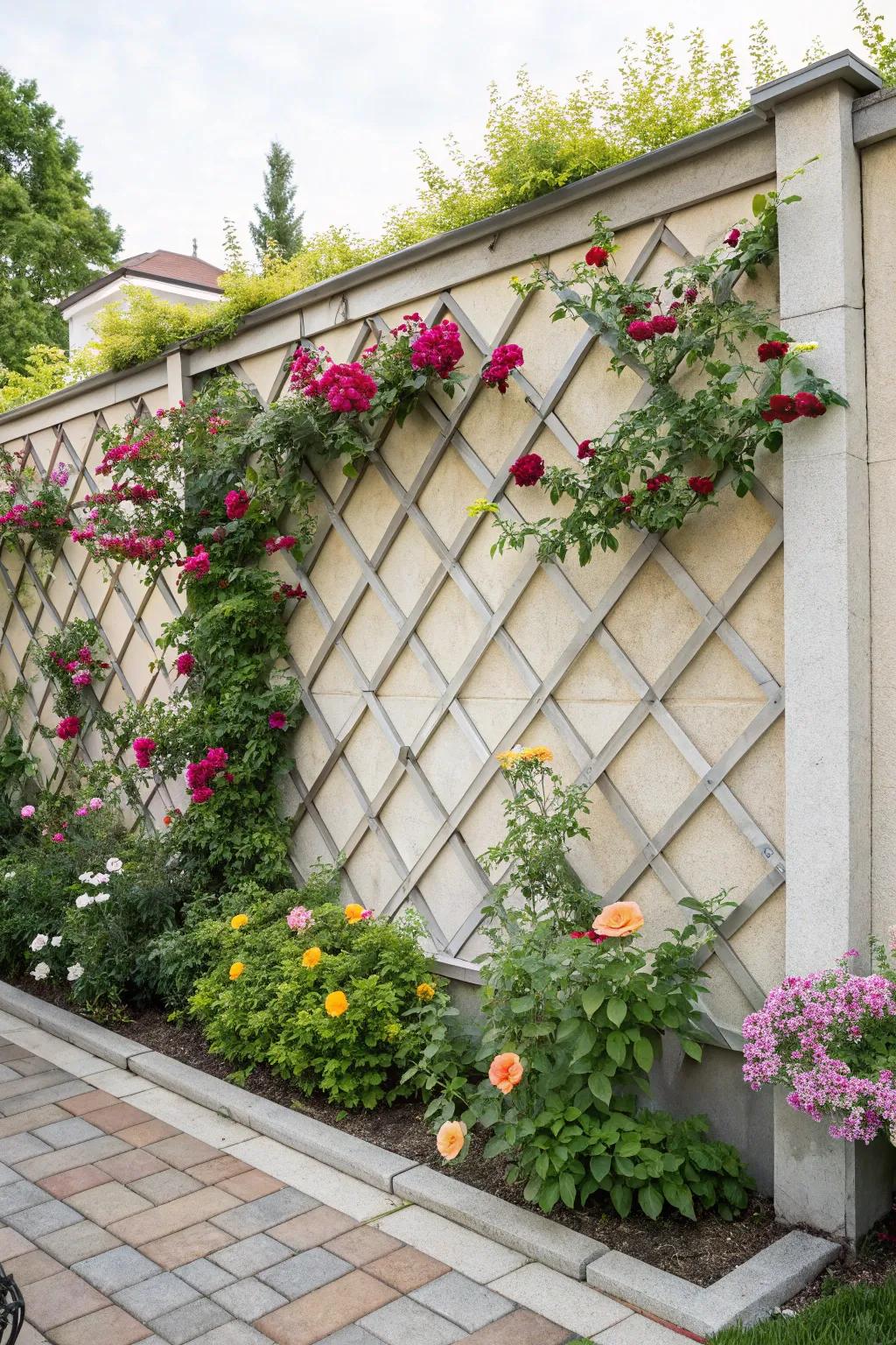 Diamond-patterned trellises add an eclectic touch.