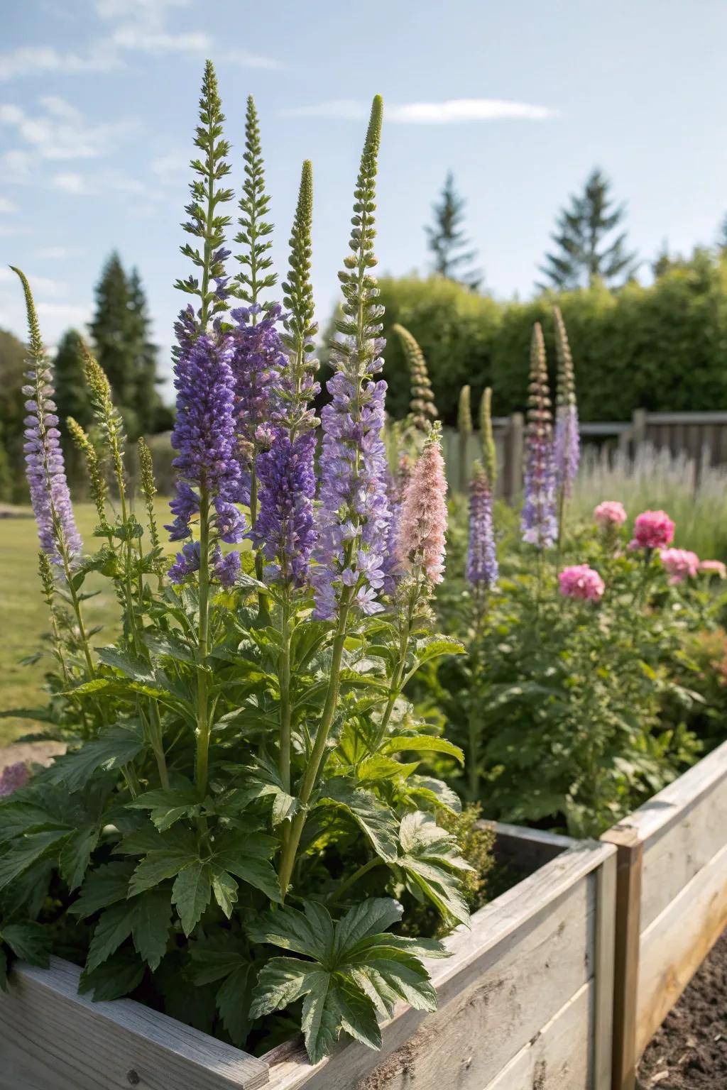 Larkspur adds elegance and height.