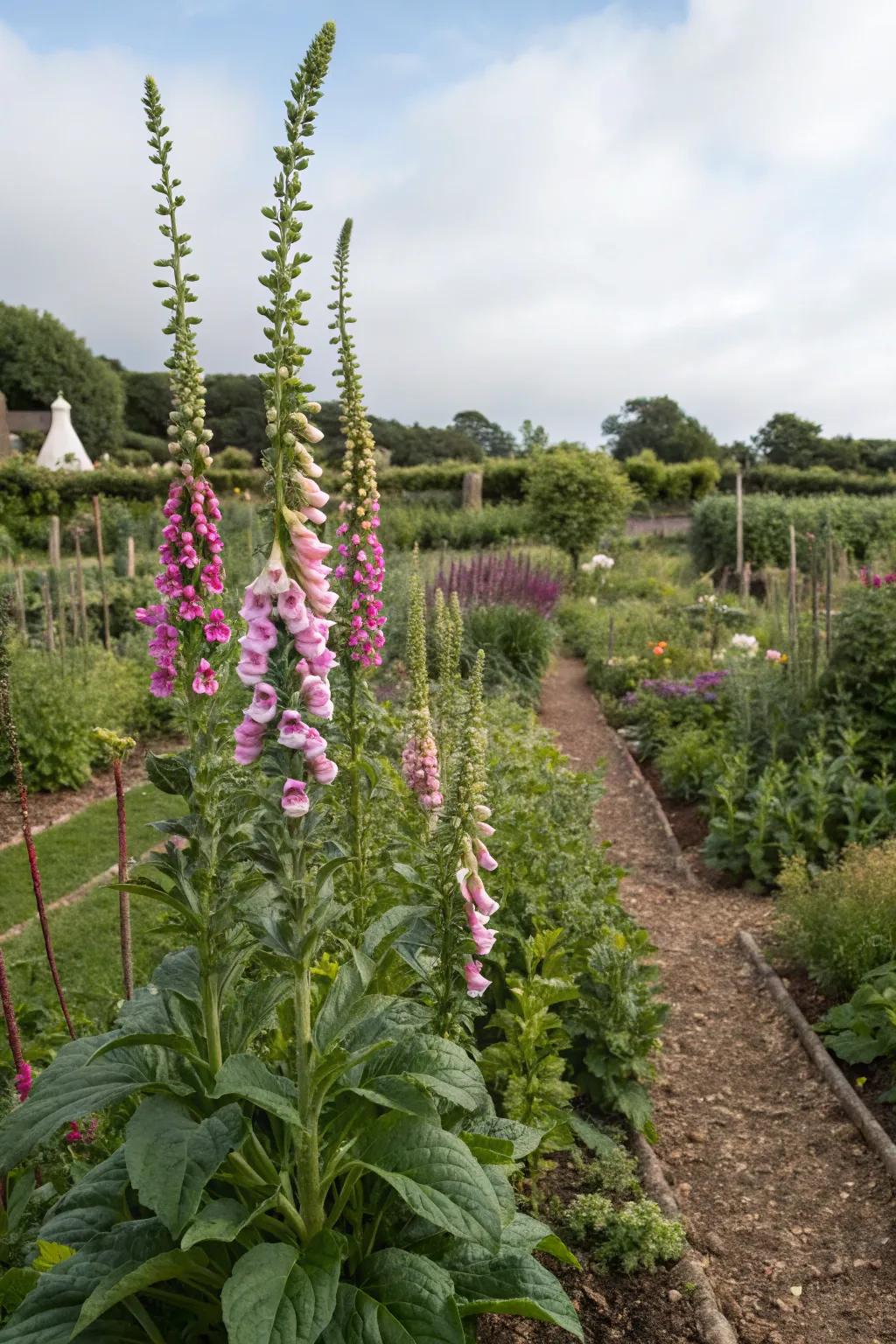 Foxgloves adding drama and height to the garden.