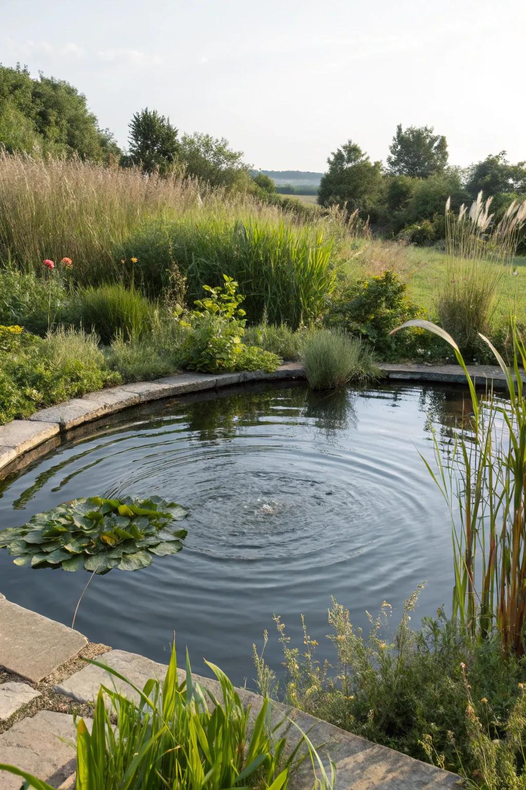 Varied plant heights add depth and interest to your pond.