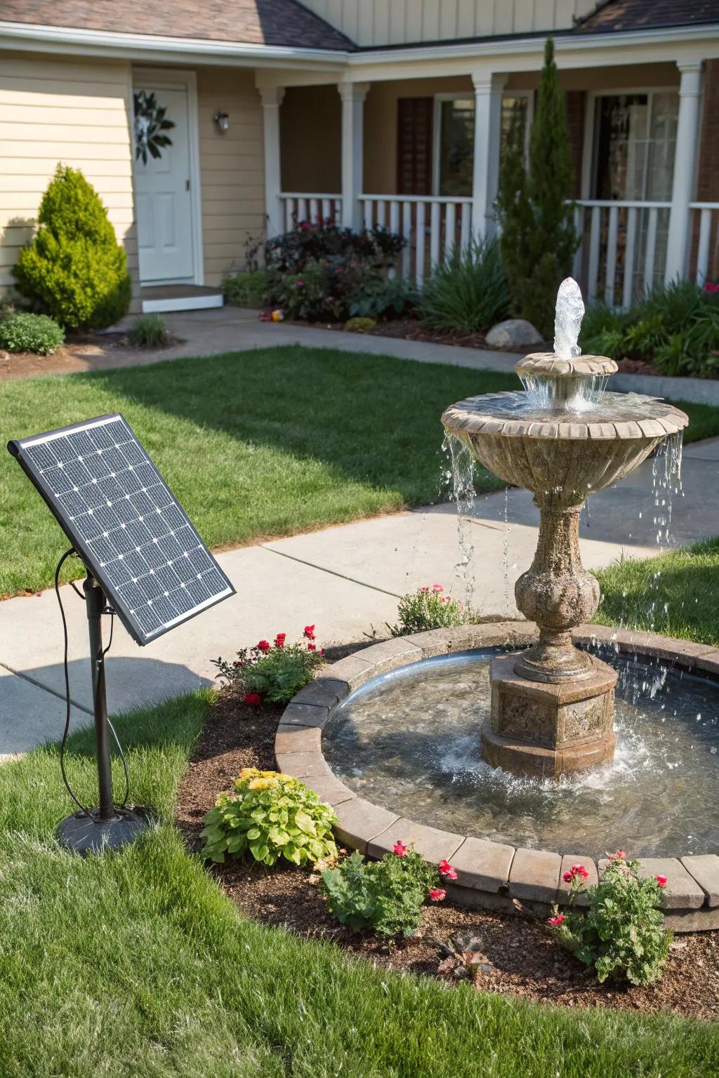 Solar-powered fountains offer eco-friendly water feature solutions.