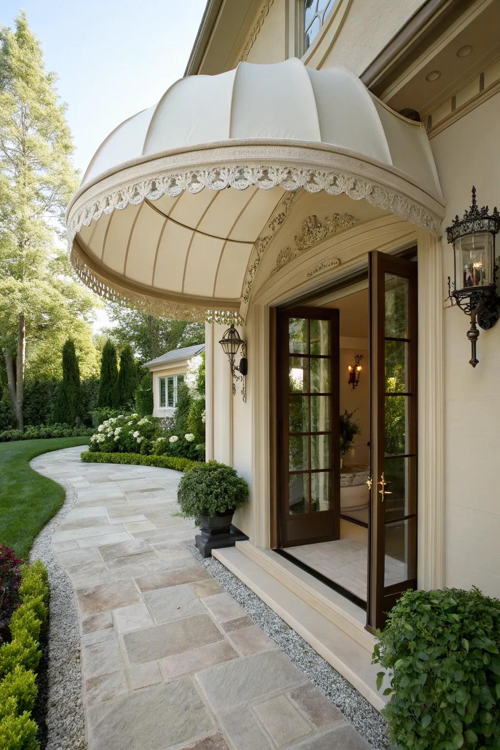 A lily dome awning adding elegance to a home.