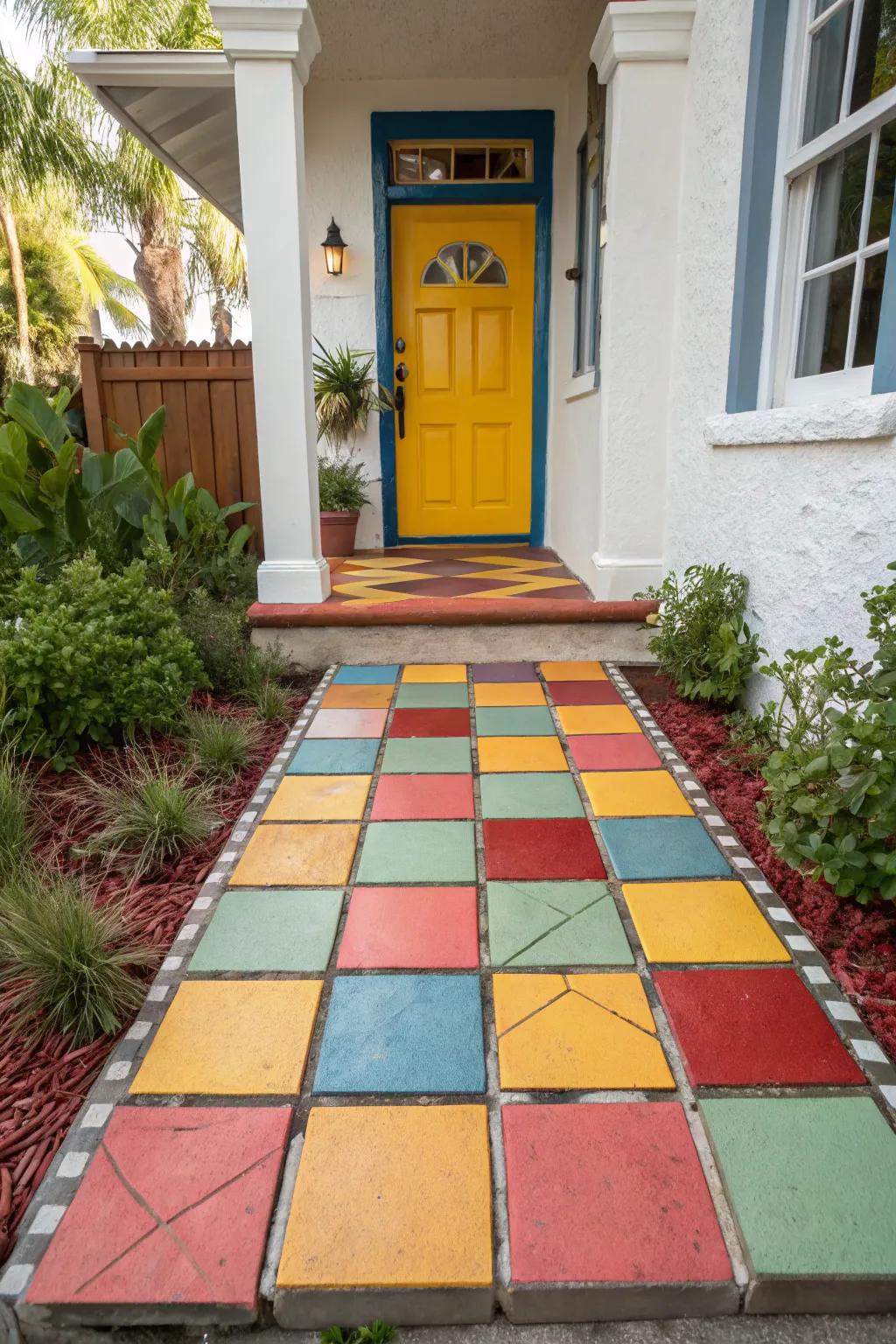 Brighten your entrance with colorful tiles.