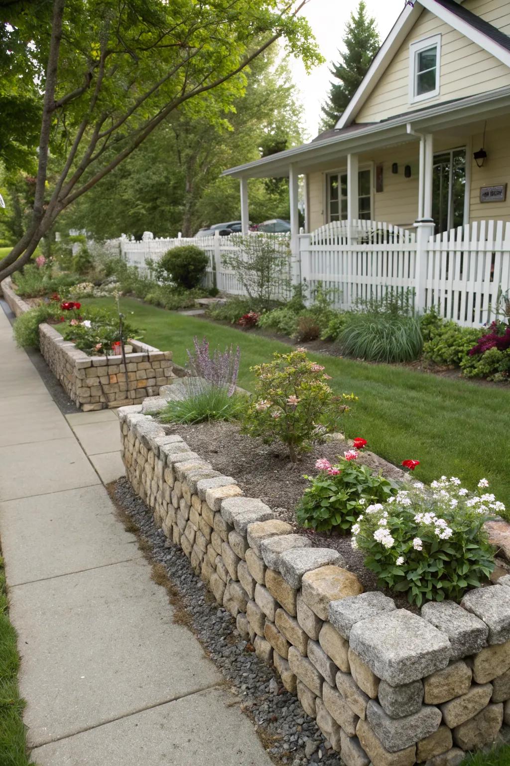 Gabion baskets blend eco-friendliness with style.