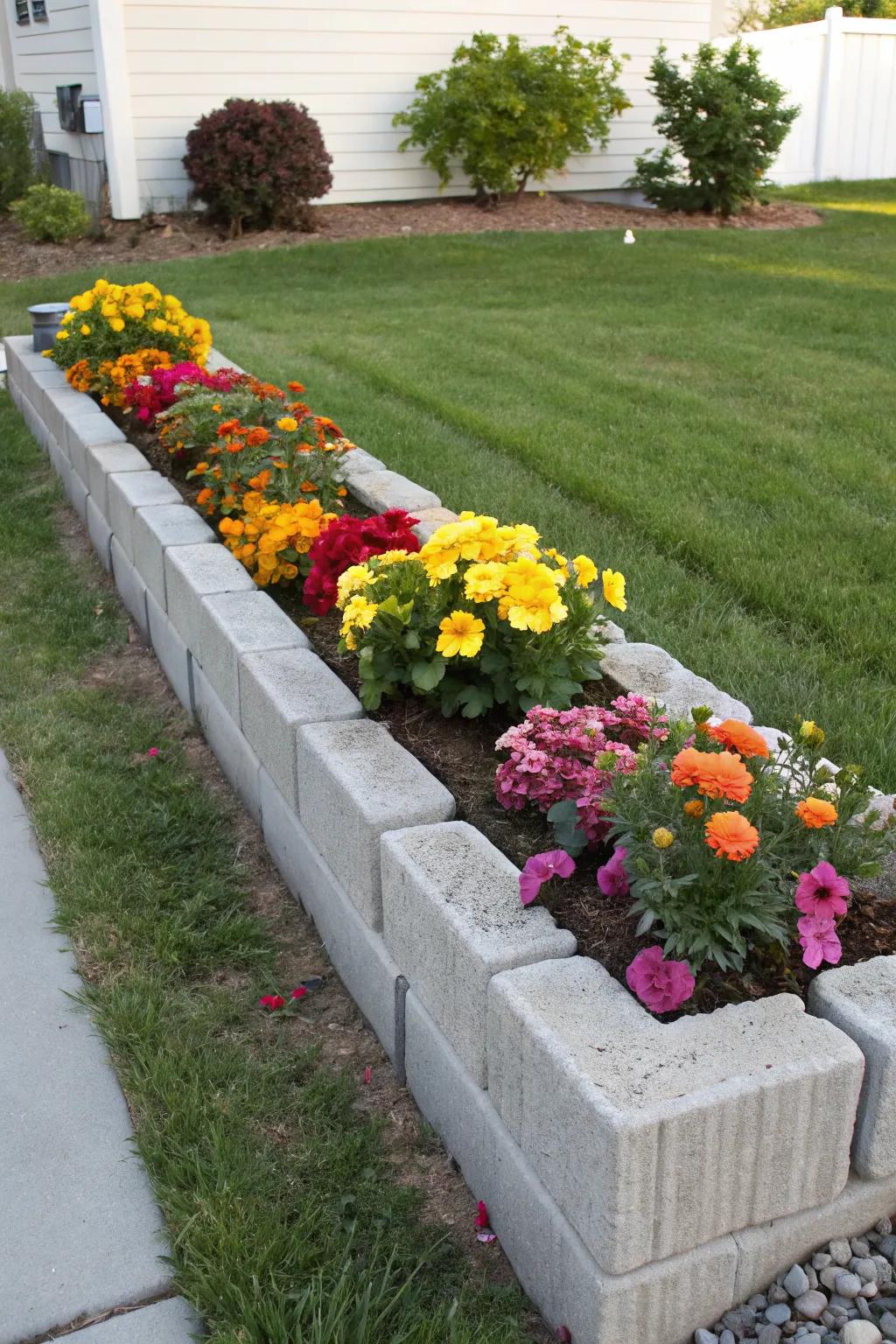 Cinder block beds are a creative and affordable planting solution.
