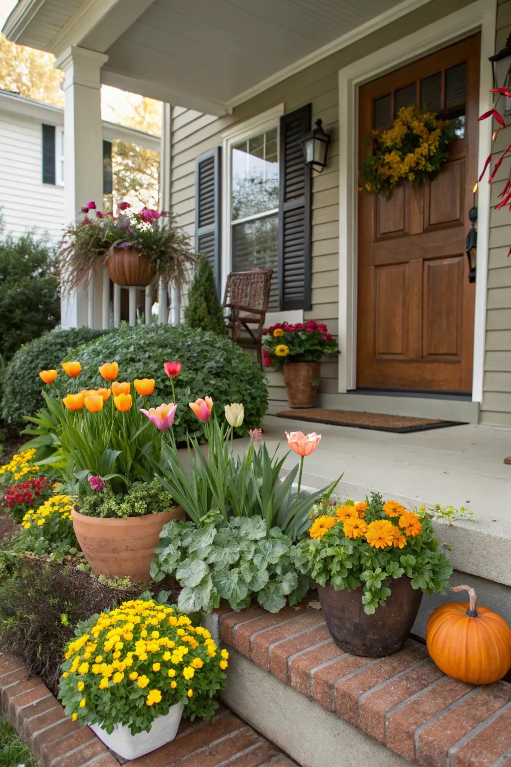 Seasonal changes keep the porch looking fresh.