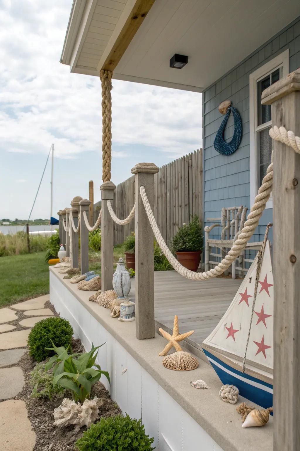 Rope railings bring a nautical flair to your porch.