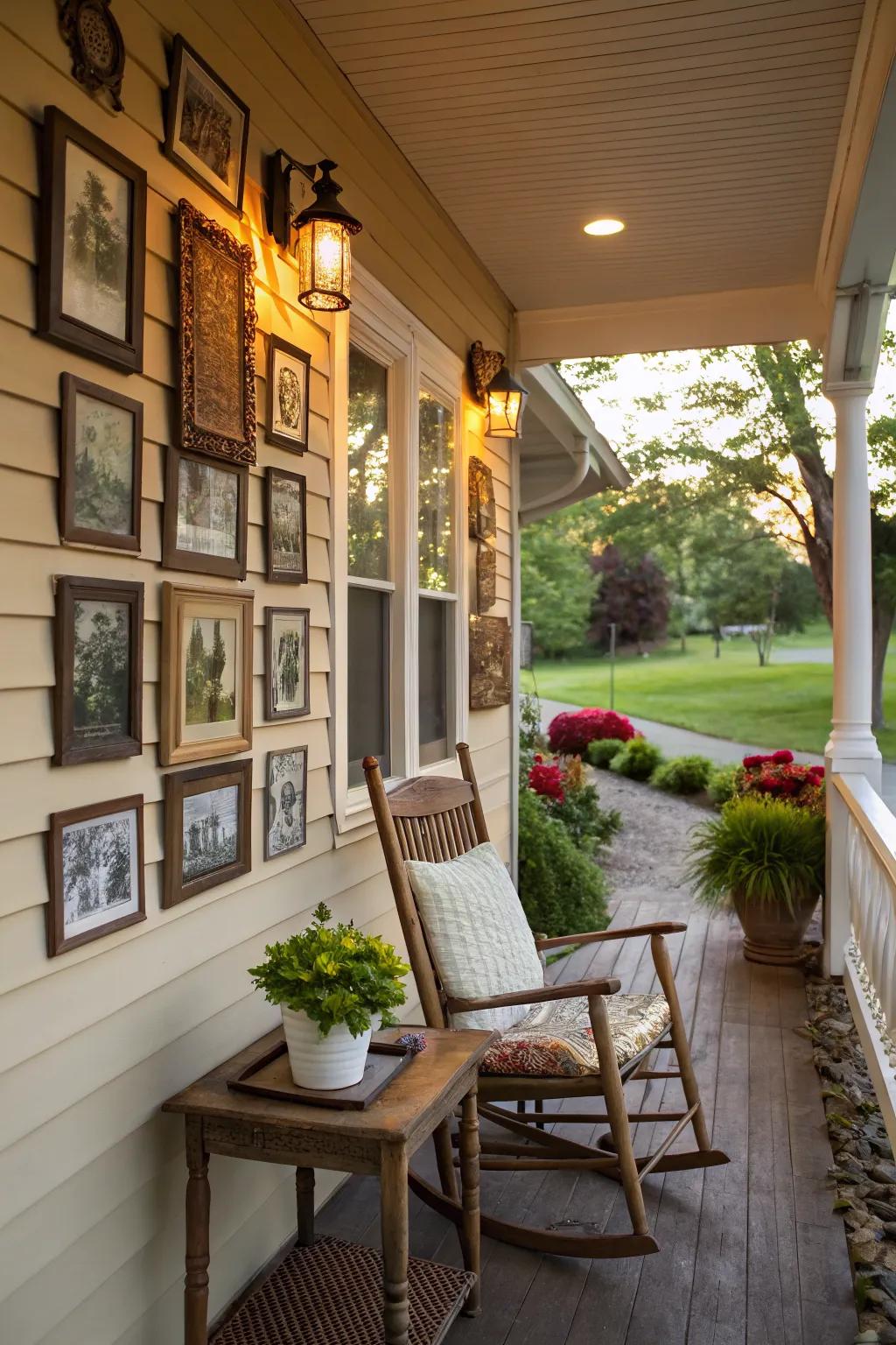 Vintage frames create a dynamic and nostalgic display.