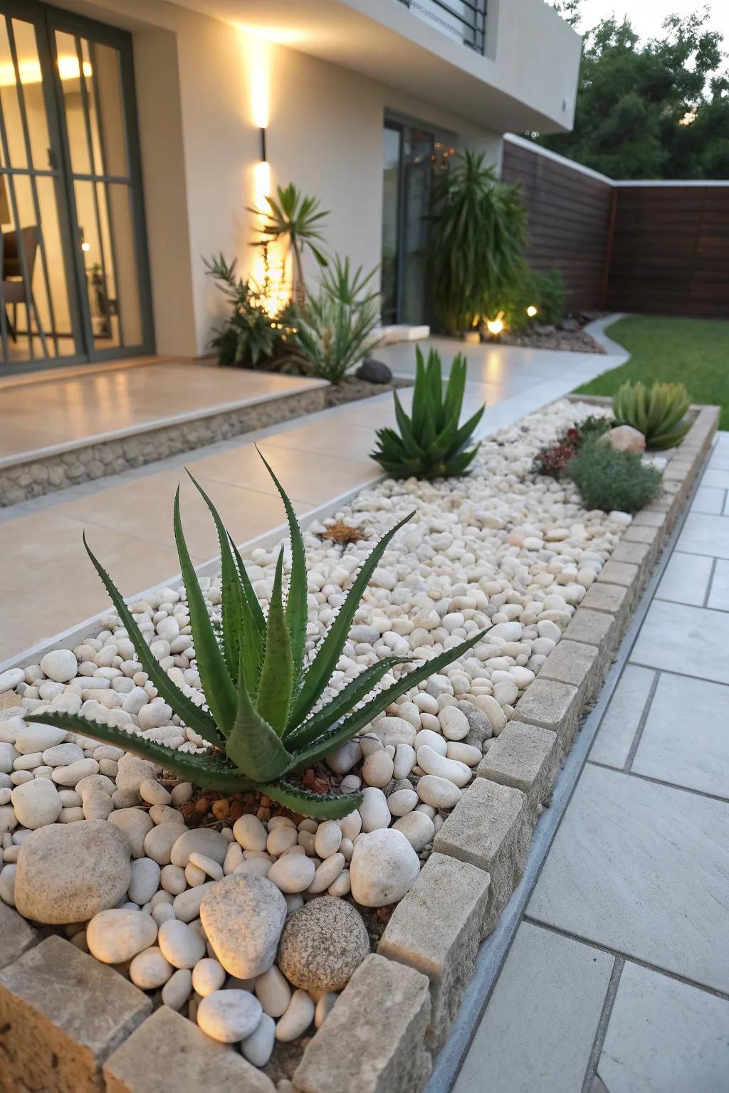 Compact miniature garden with aloe vera