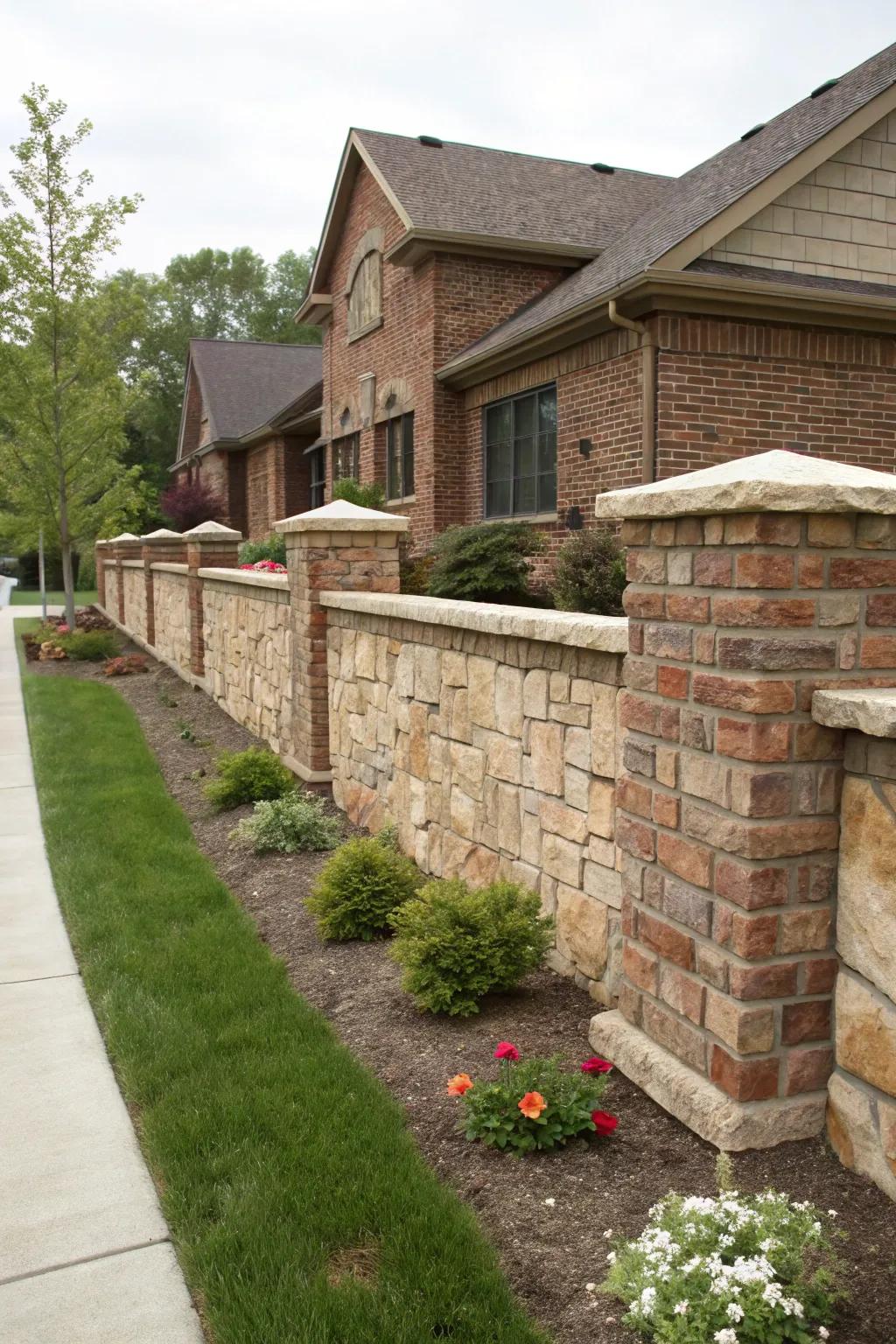 Brick and stone together create a textured, warm look.