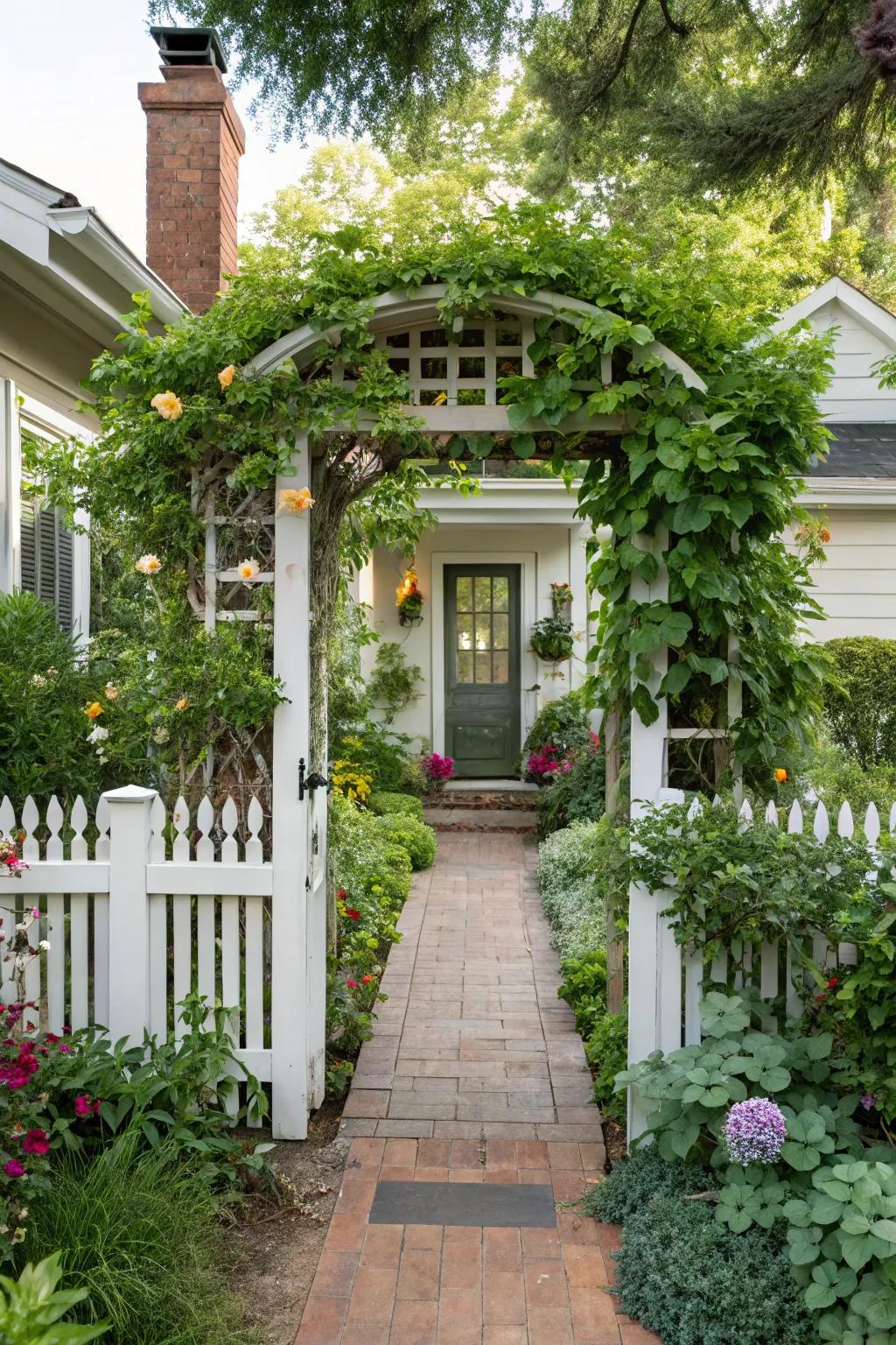A vertical garden adds greenery in a space-saving way.