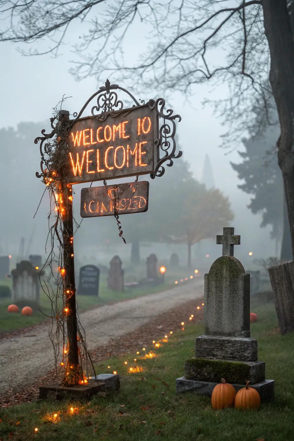 A bewitching sign sets the mood immediately.