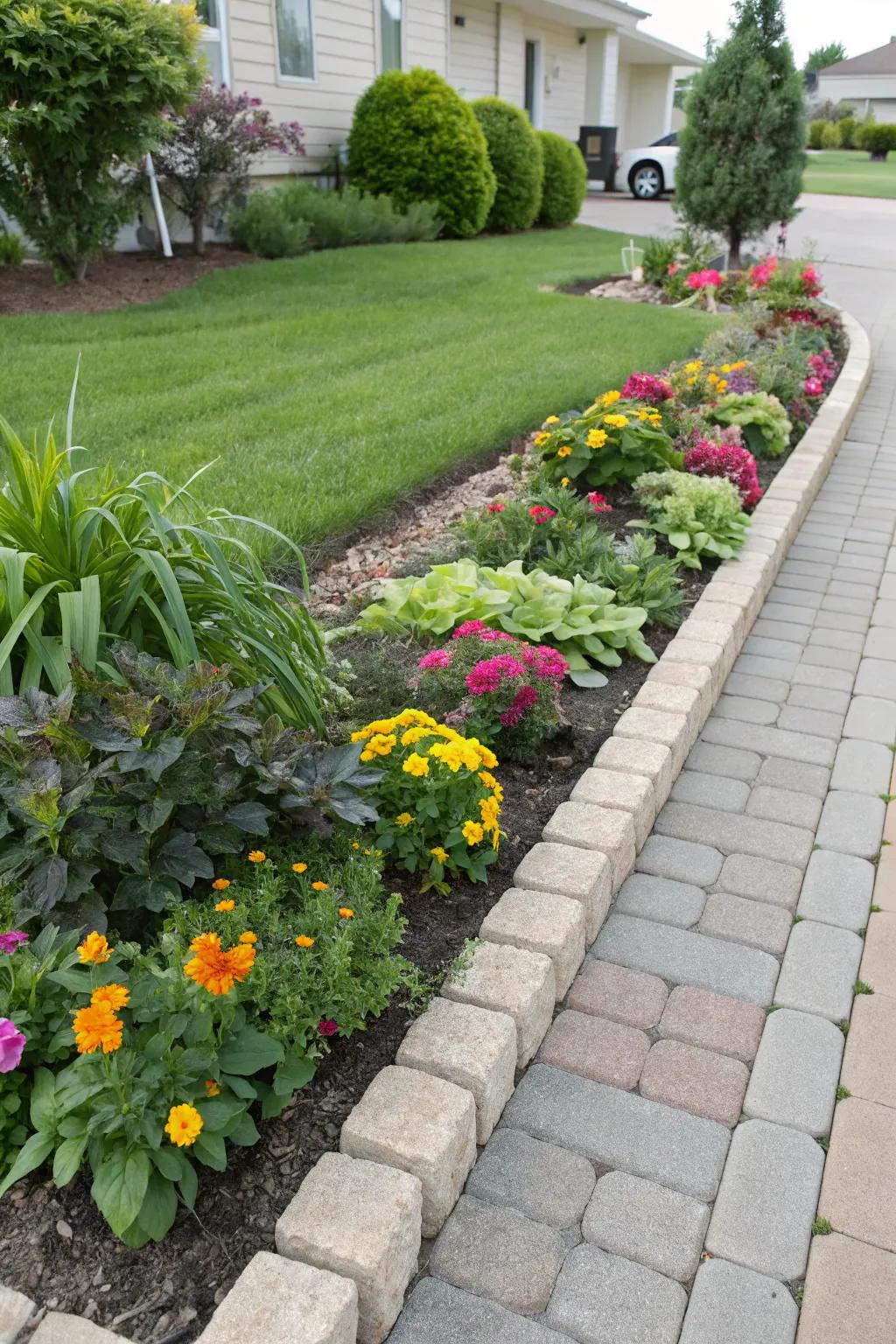 Keep plant beds tidy with paver edging.