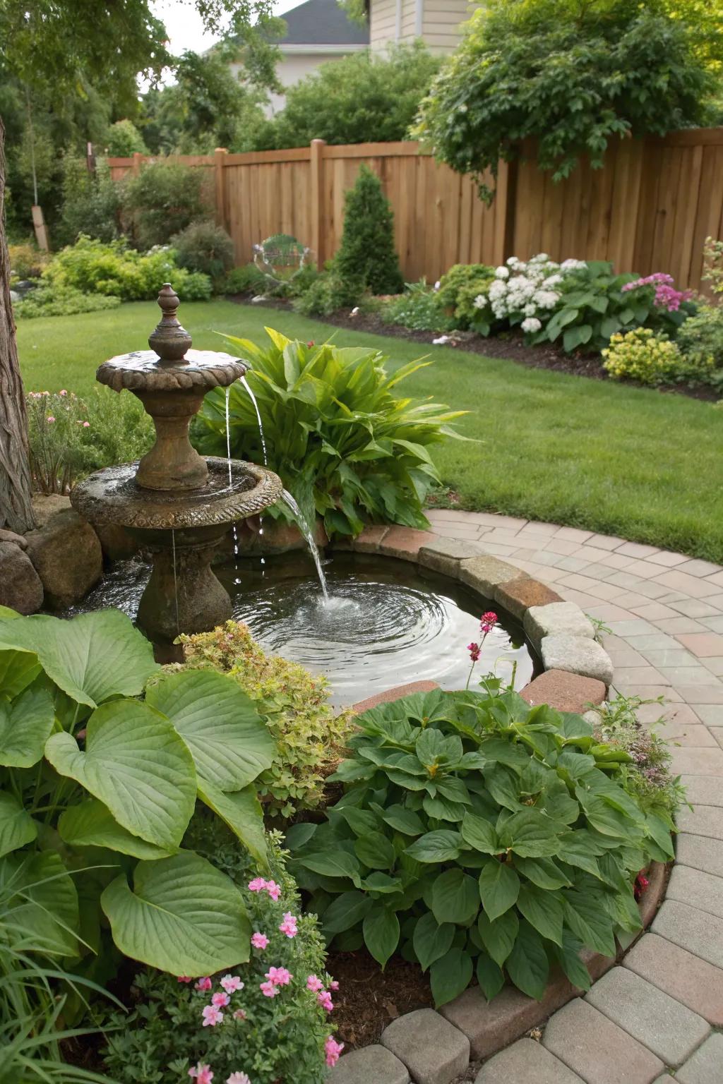 Water features add audio privacy and tranquility.