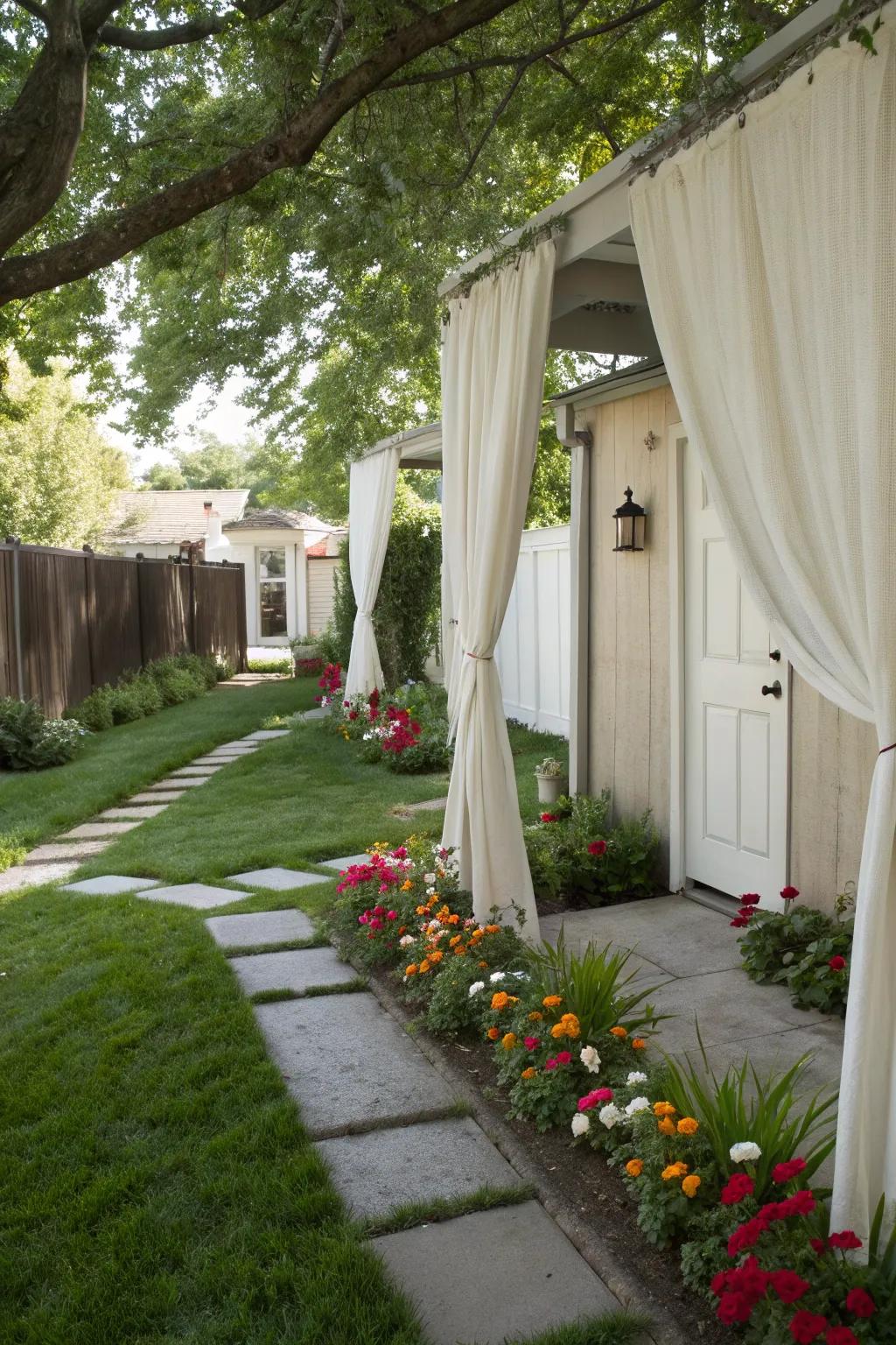 Outdoor textiles offer a soft and stylish privacy solution.