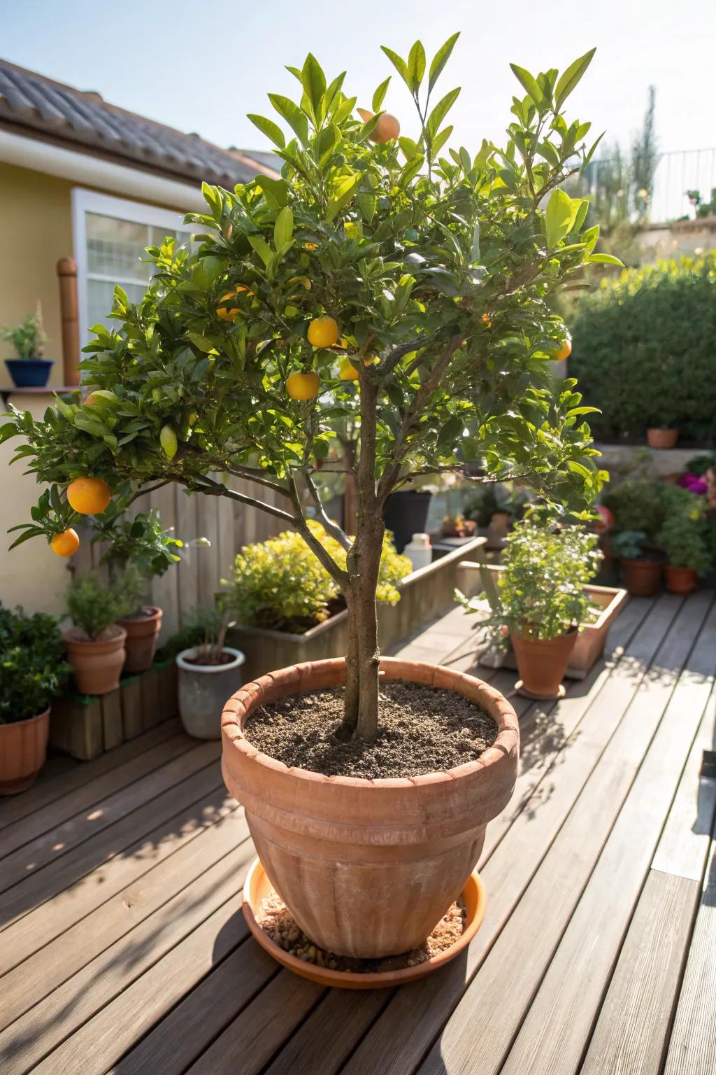 Dwarf citrus trees bring beauty and bounty to sunny garden spots.
